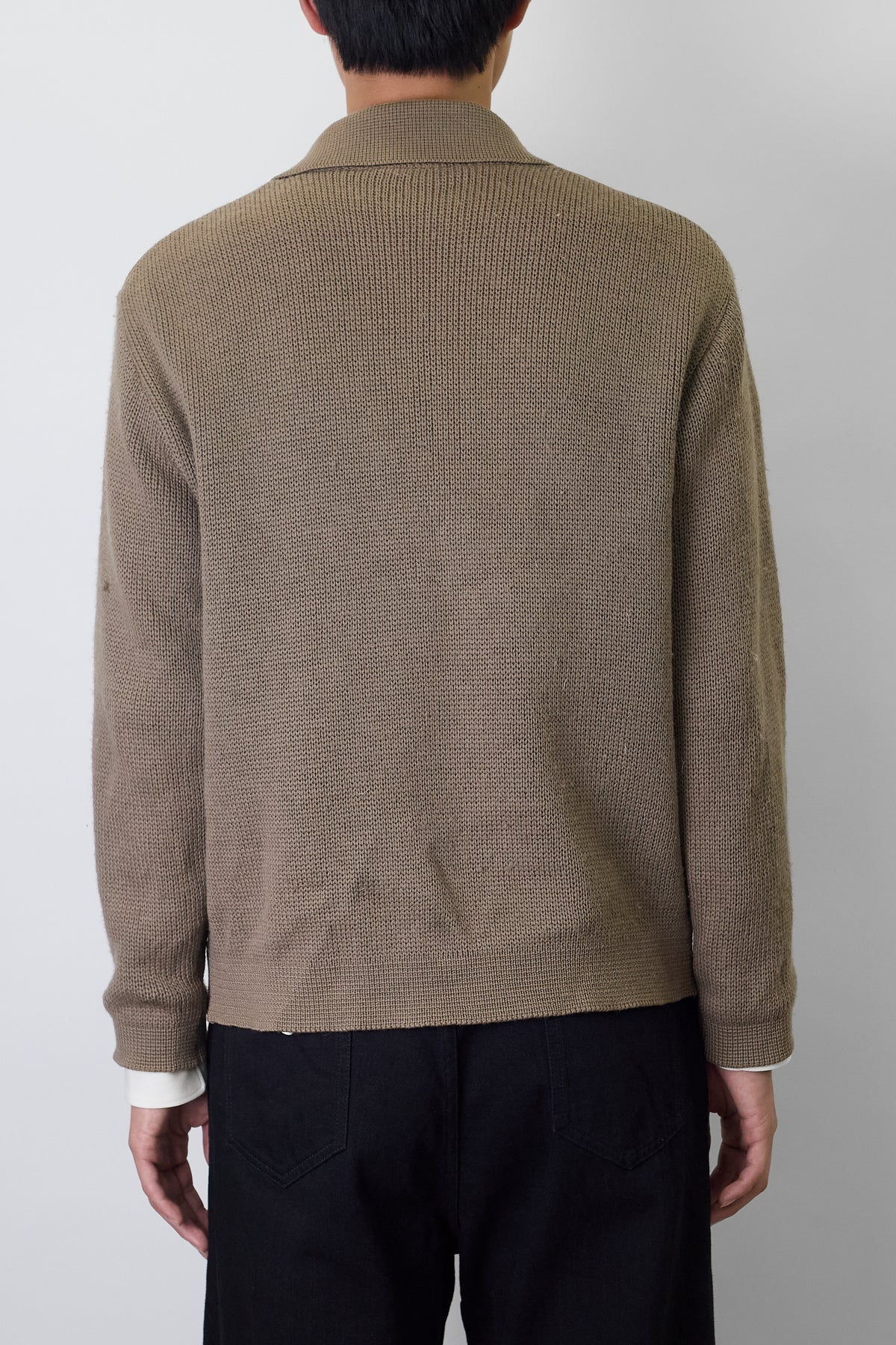 VINTAGE DOKING BEIGE WOOL LEATHER KNIT JACKET