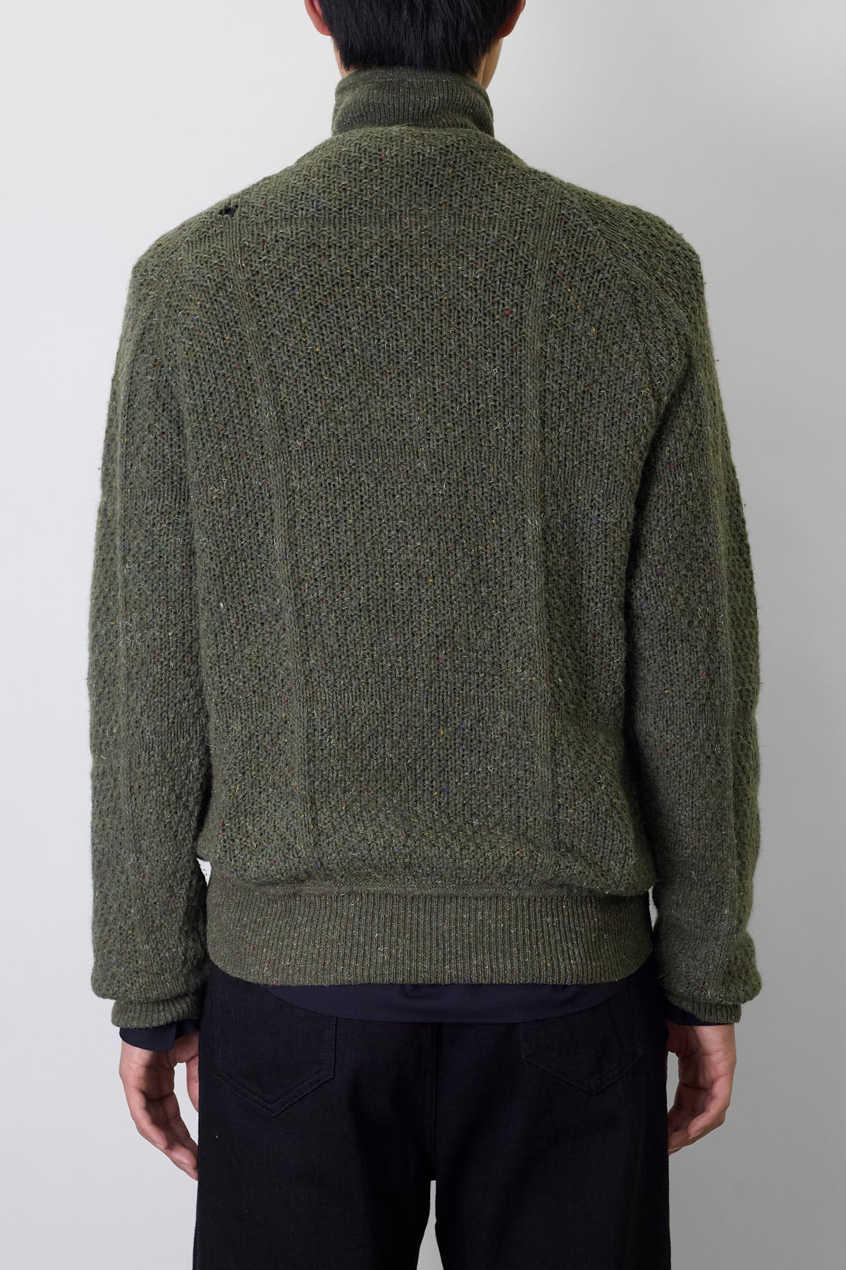 FENZI DESIGNED KHAKI WOOL KNIT MADE IN ITALY