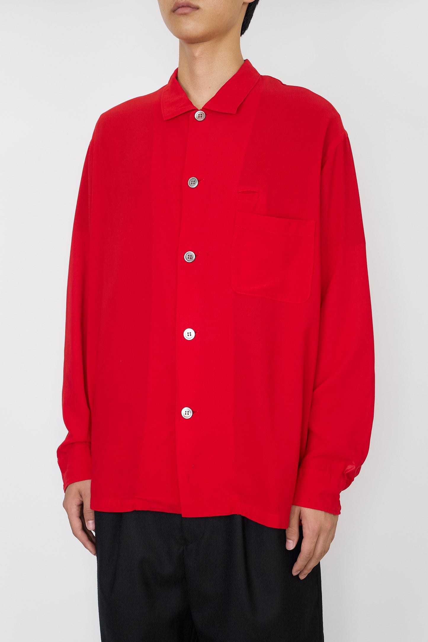 Y'S FOR MEN RED RAYON COTTON WIDE SHIRT