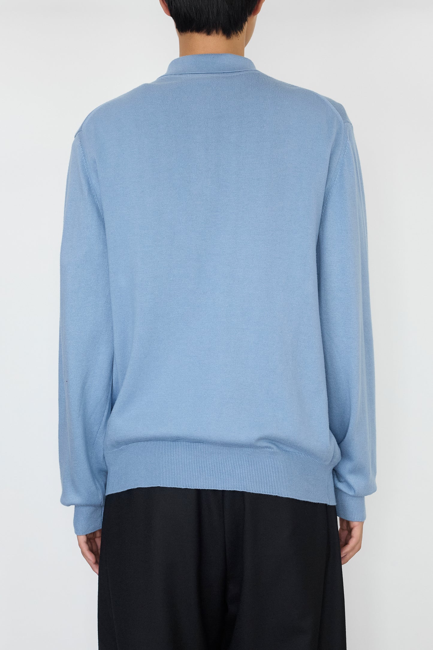 VINTAGE SKY BLUE COTTON KNIT POLO SHIRT MADE IN ITALY