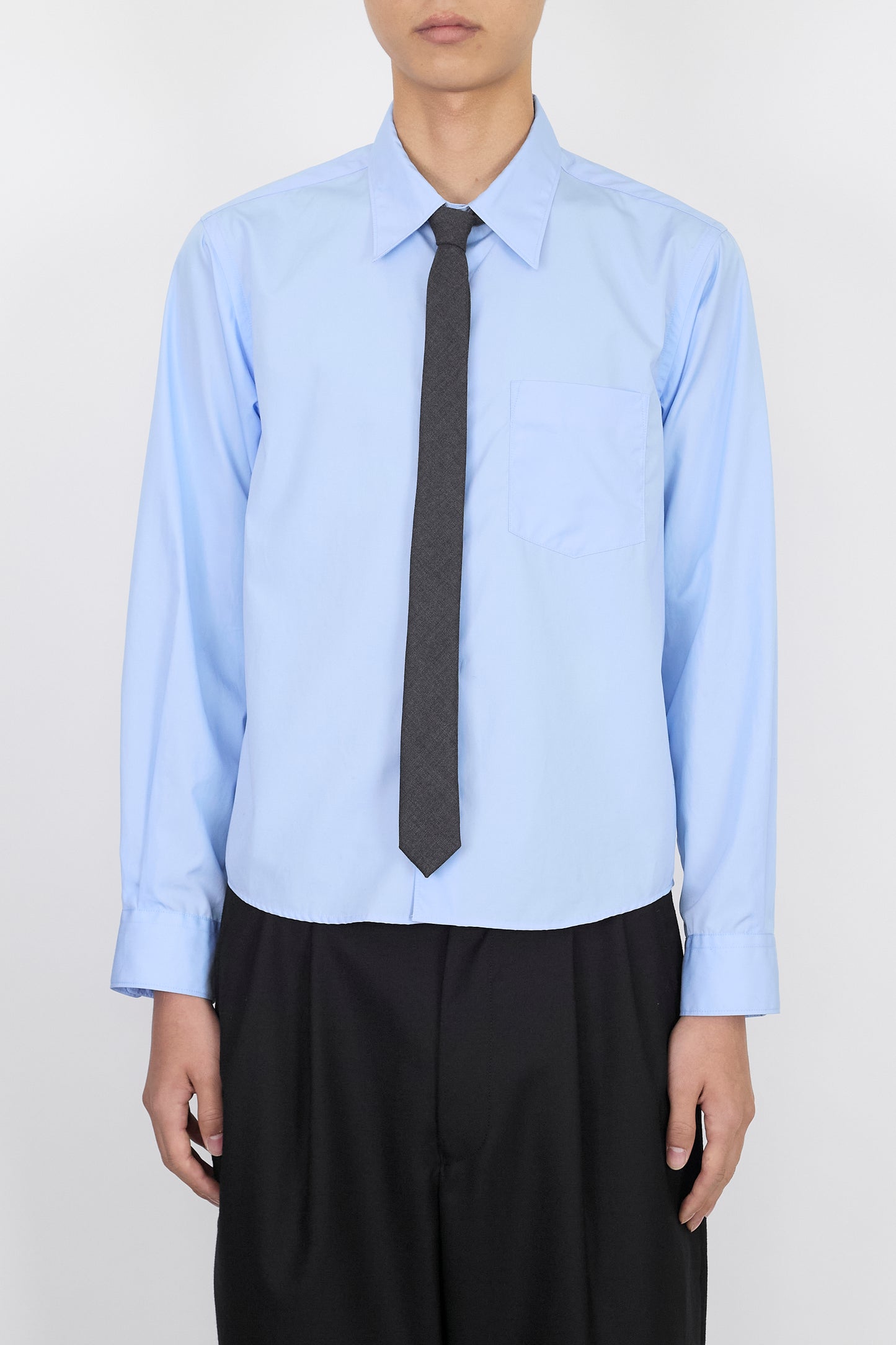 NTRUL NARROW WOOL TIE GRAY