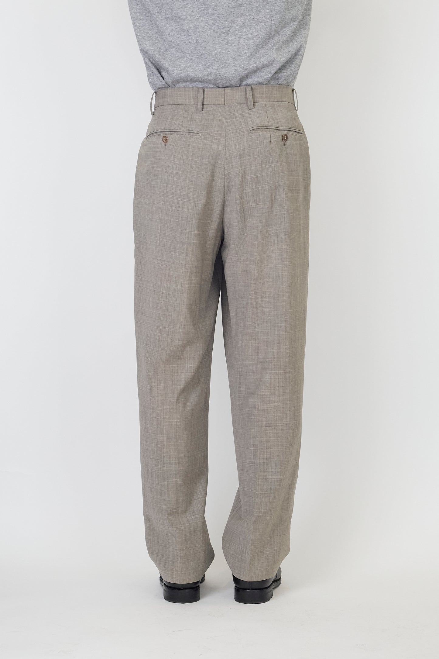 ISSEY MIYAKE LIGHT GRAY WOOL WIDE PANTS