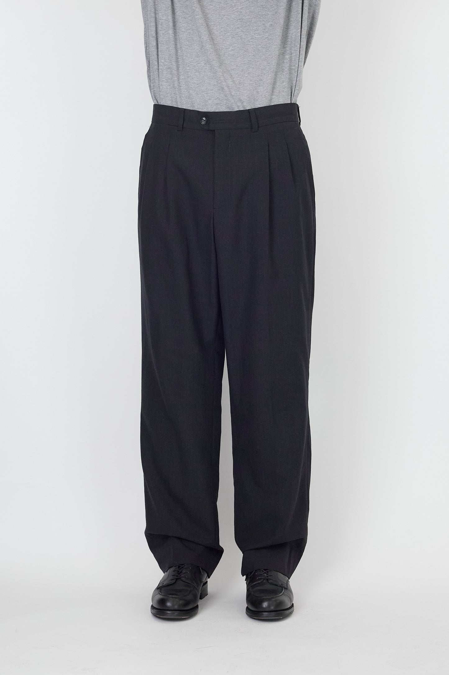 VINTAGE GRAY WOOL WIDE PANTS MADE IN ITALY