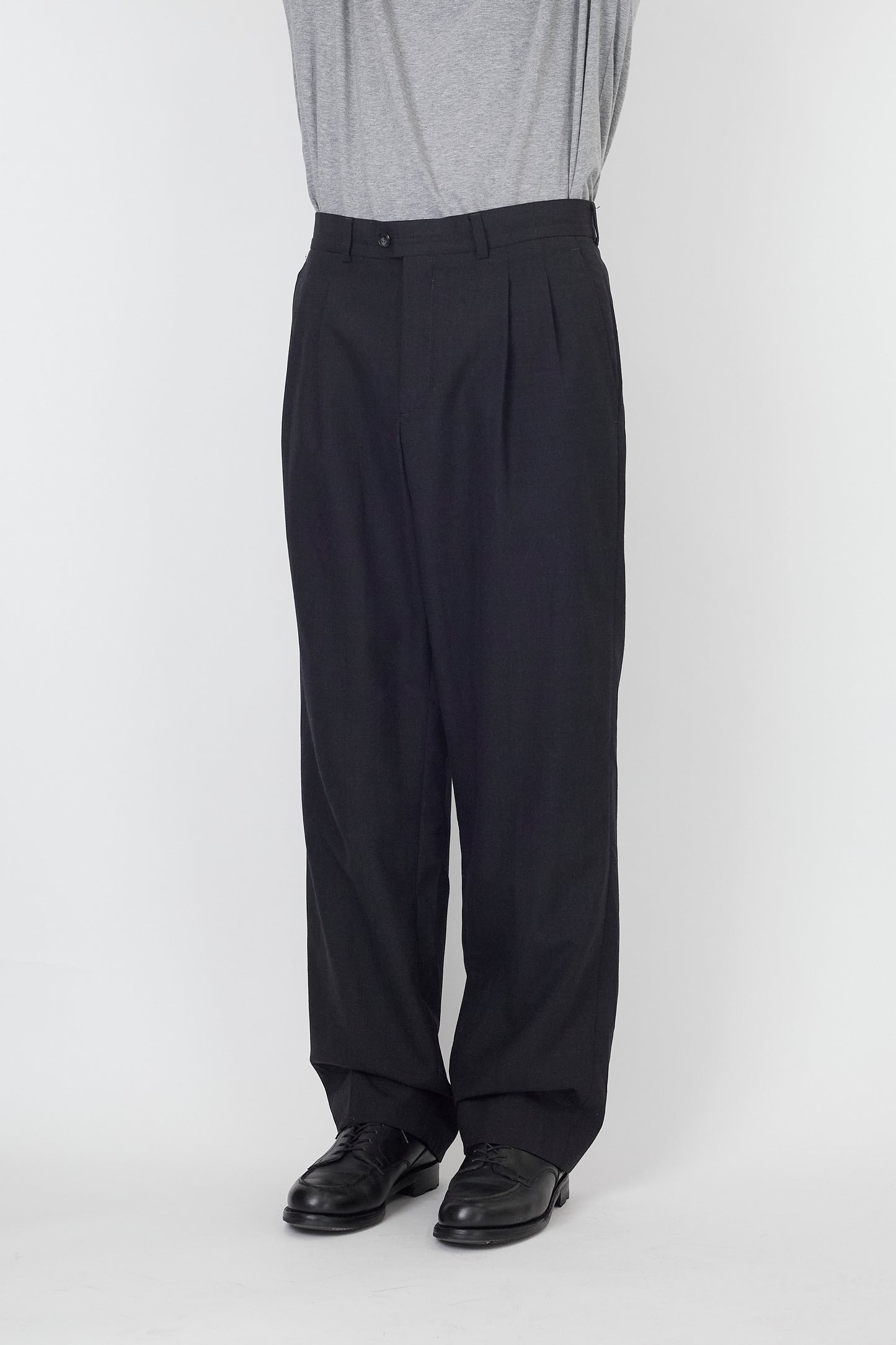 VINTAGE GRAY WOOL WIDE PANTS MADE IN ITALY