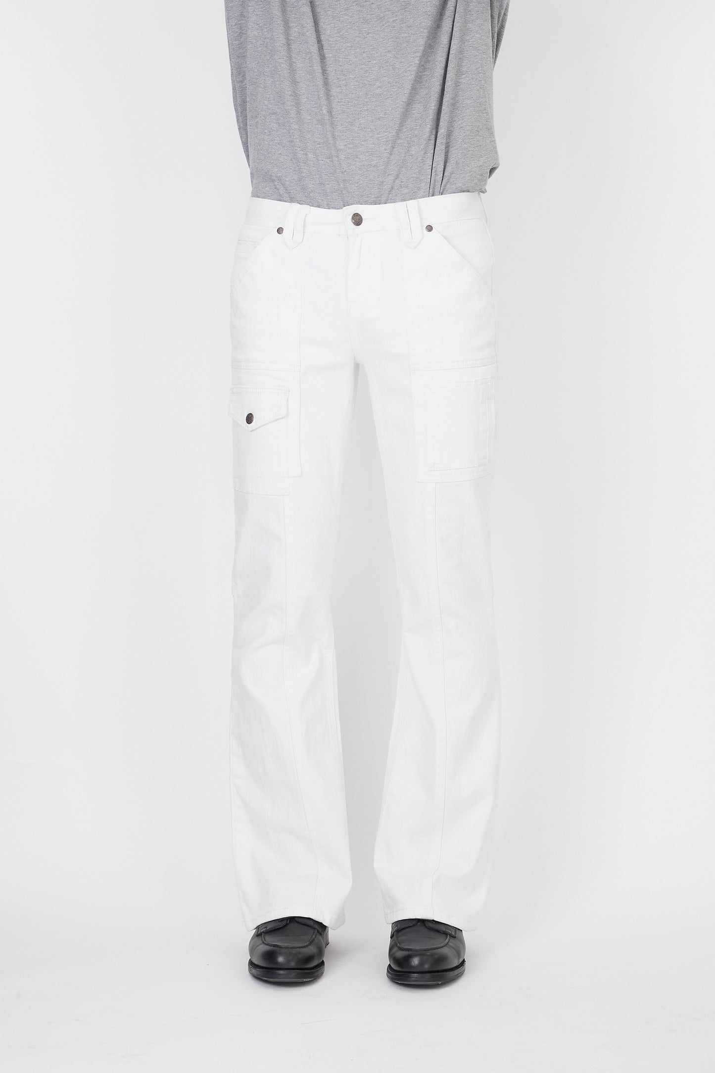 VINTAGE WHITE DENIM FLARE PANTS