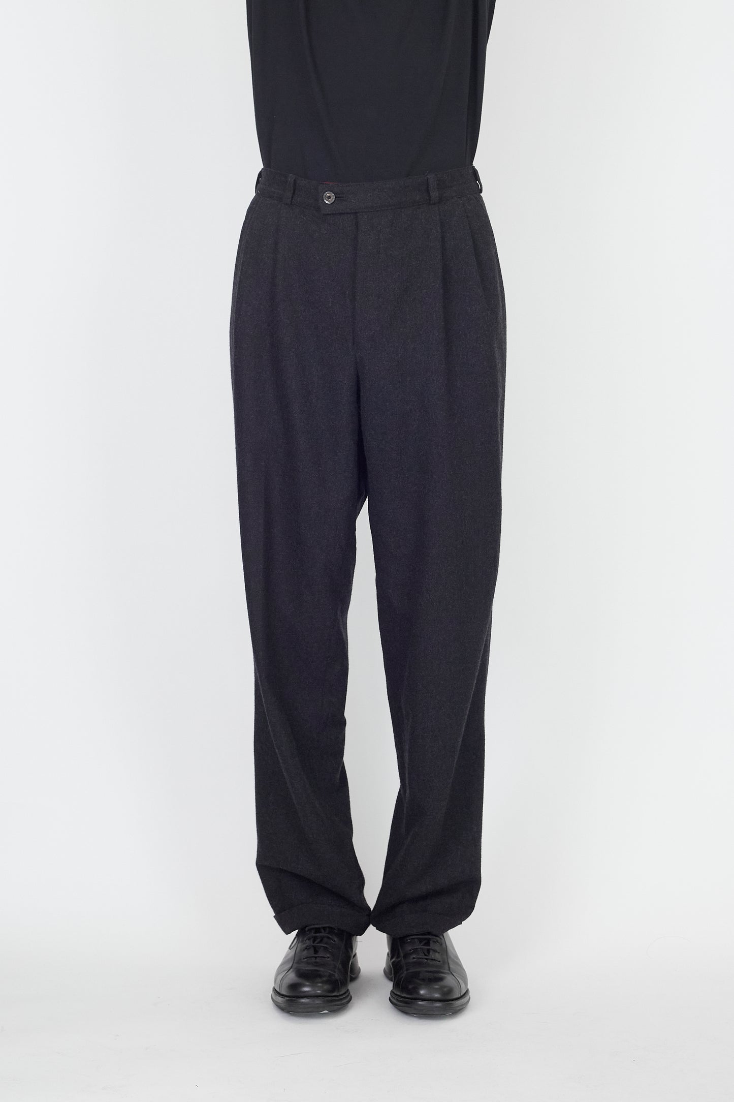 VINTAGE GRAY WOOL WIDE PANTS MADE IN ITALY
