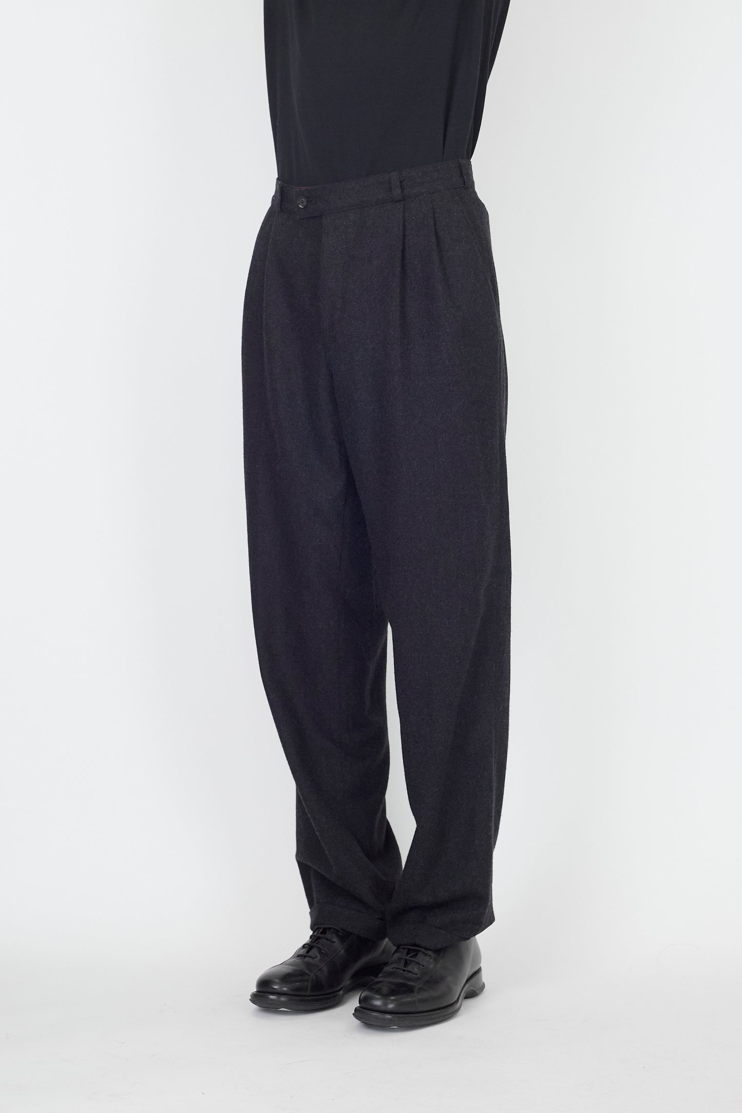 VINTAGE GRAY WOOL WIDE PANTS MADE IN ITALY