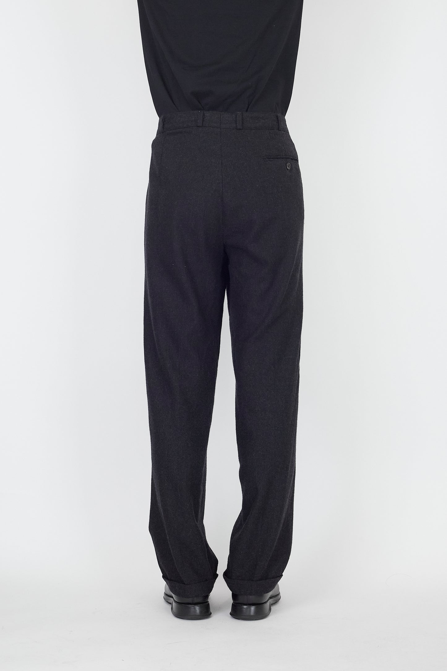 VINTAGE GRAY WOOL WIDE PANTS MADE IN ITALY
