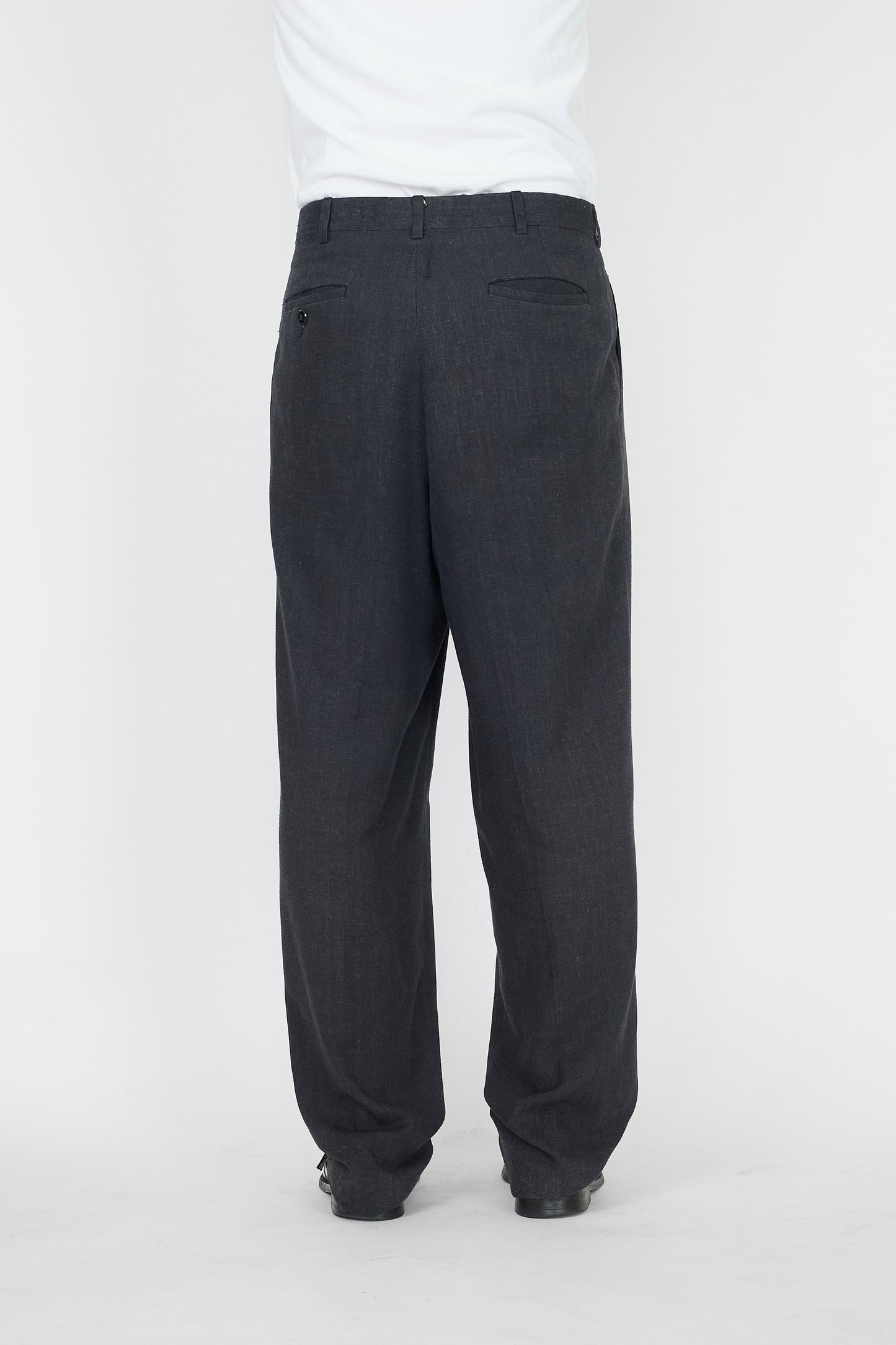 VINTAGE GRAY LINEN WIDE PANTS