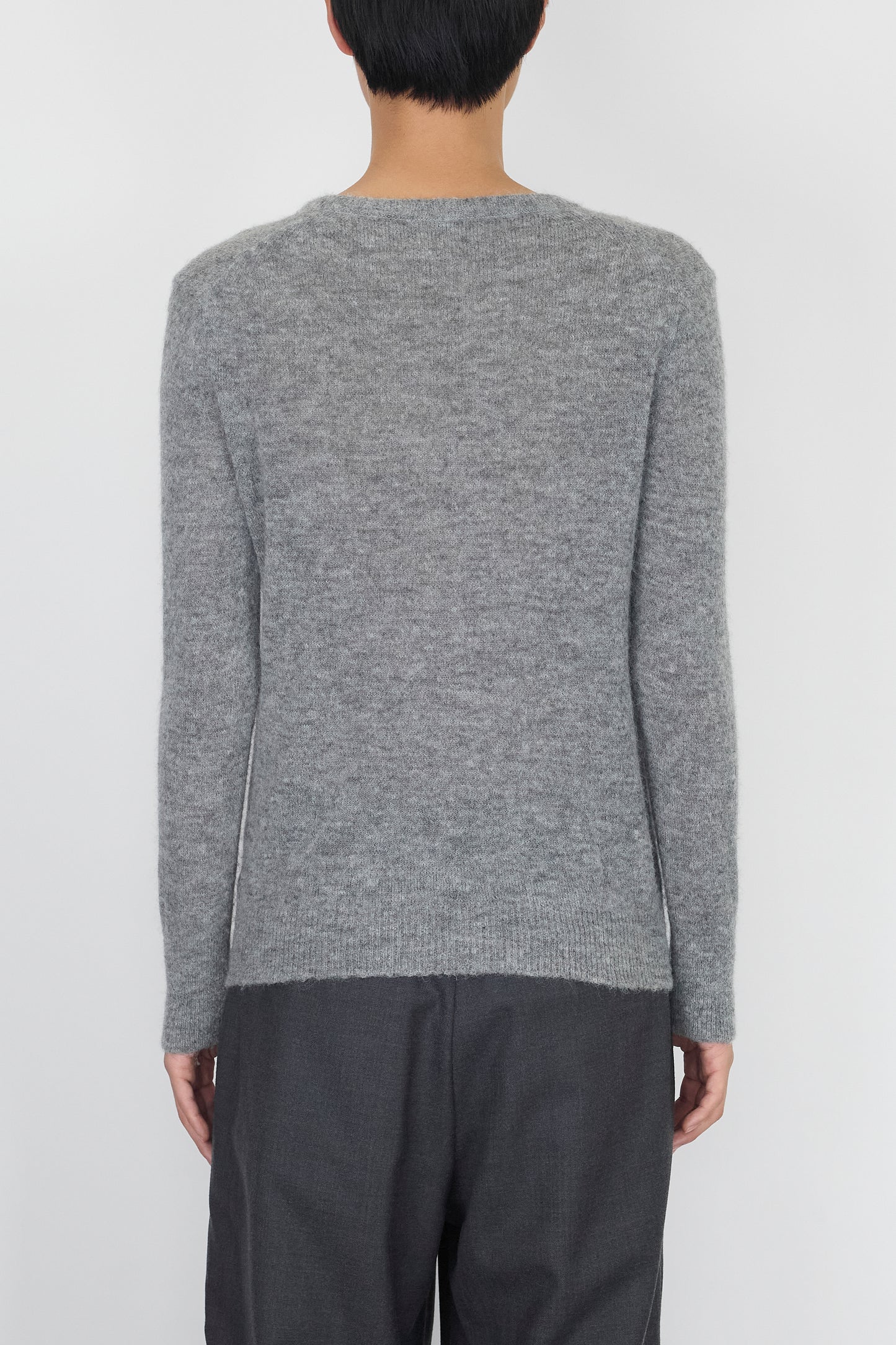 BURBERRY GRAY WOOL ALPACA V NECK KNIT