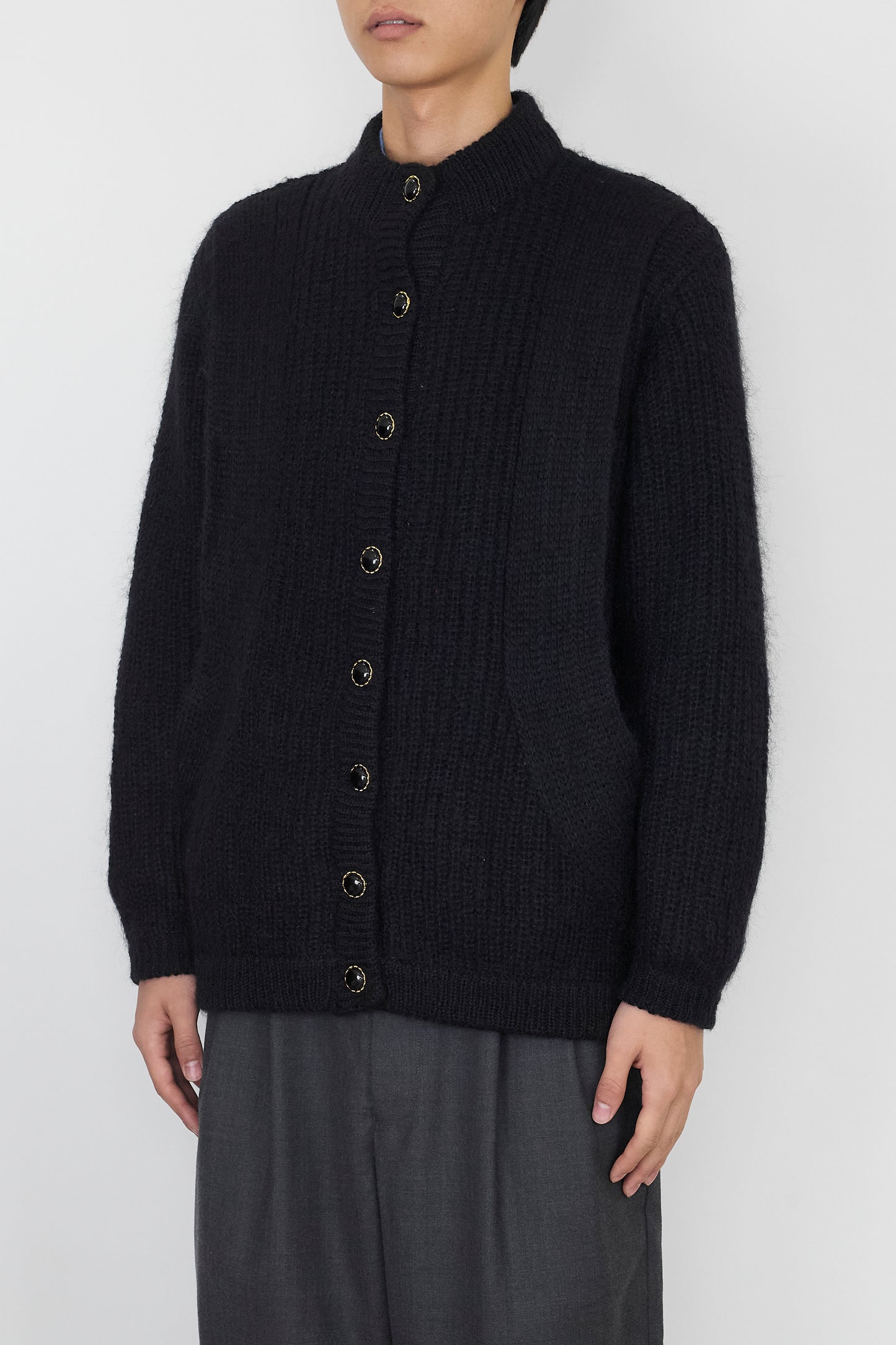 VINTAGE BLACK MOHAIR KNIT JACKET