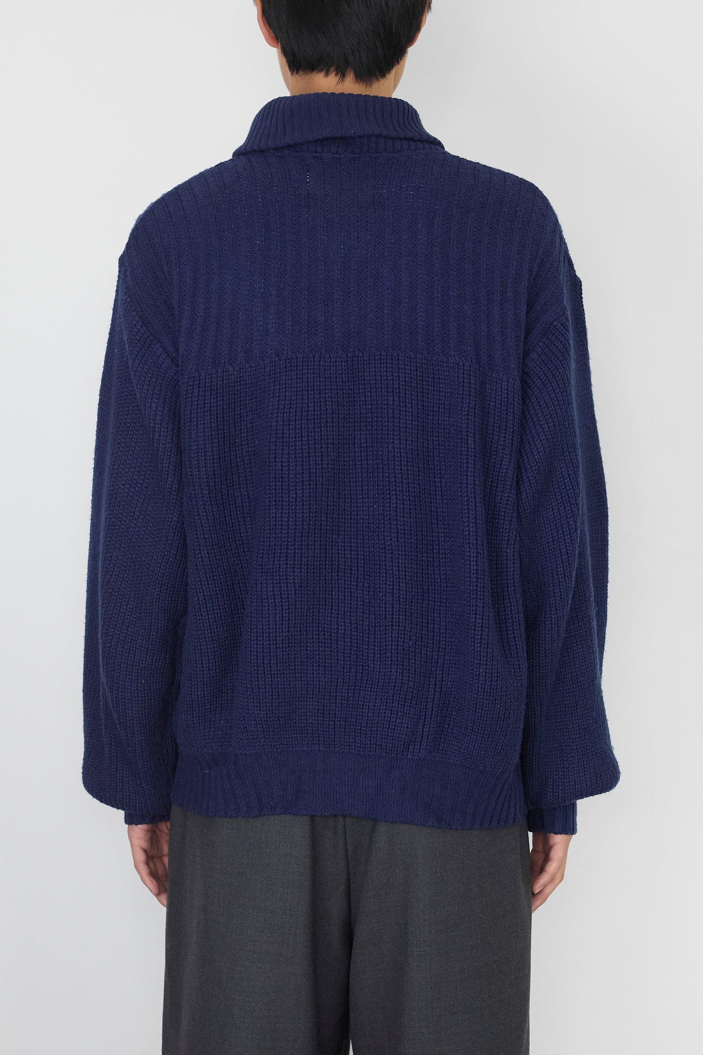 VINTAGE DESIGNED NAVY HALF ZIP KNIT