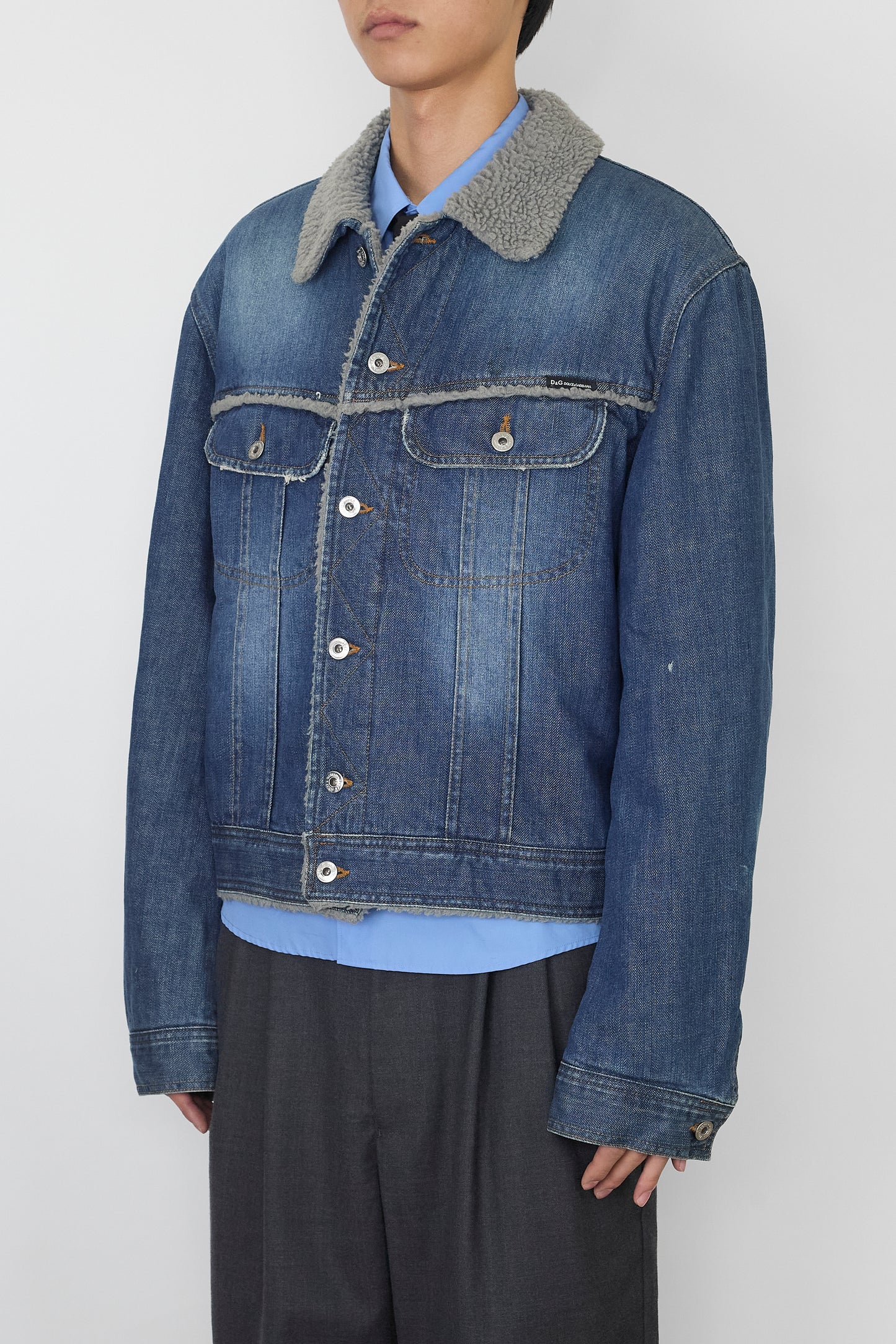 DOLCE&GABBANA DESIGNED BLUE DENIM JACKET MADE IN ITALY