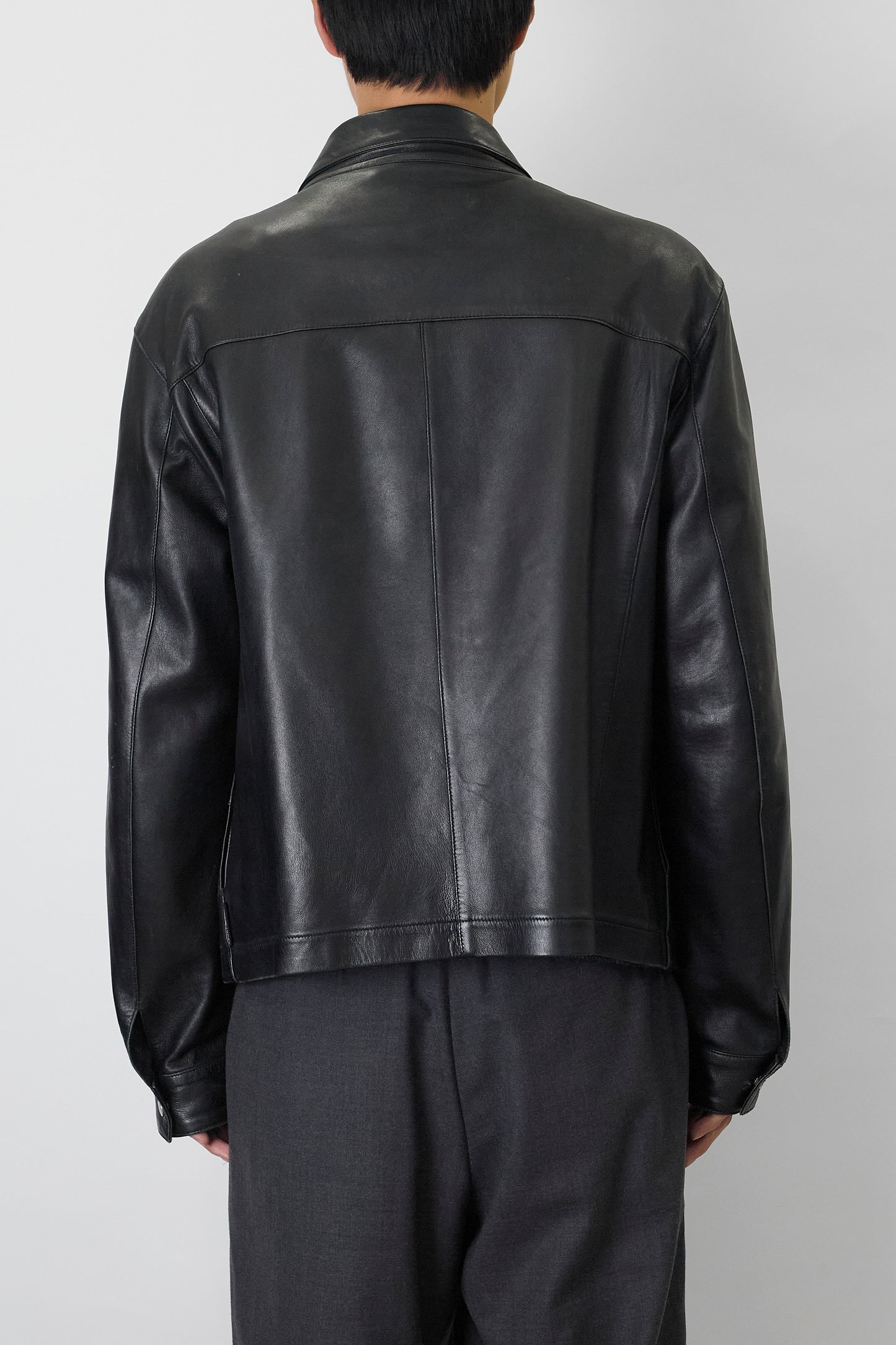 GIAN FRANCO FERRE BLACK LEATHER JACKET MADE IN ITALY