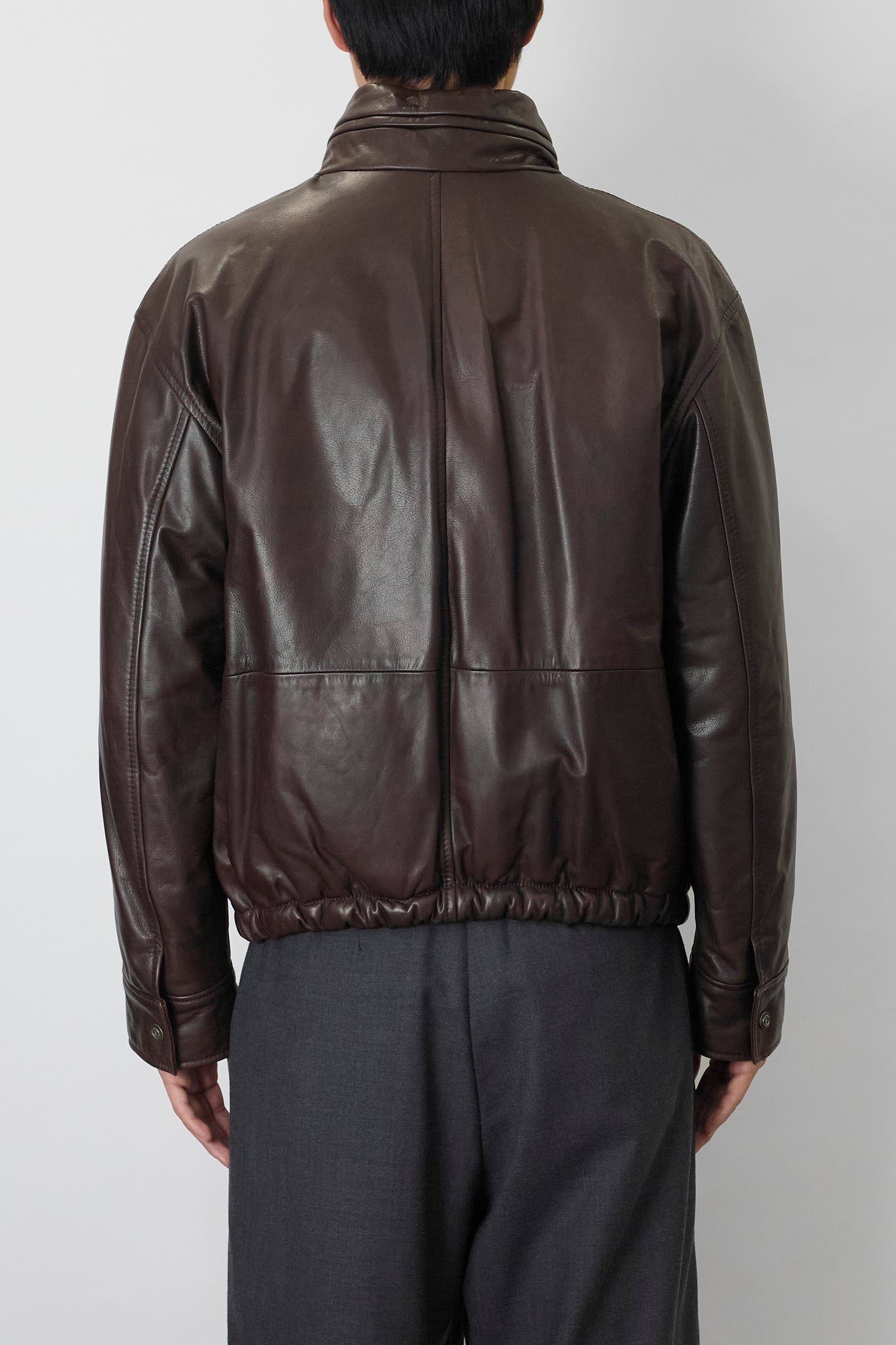GIAN FRANCO FERRE BROWN LEATHER SHORT JACKET MADE IN ITALY