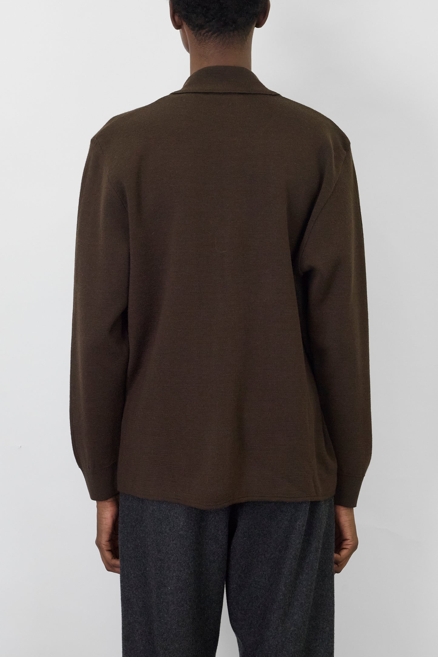 VINTAGE BROWN WOOL KNIT JACKET MADE IN PORTUGAL