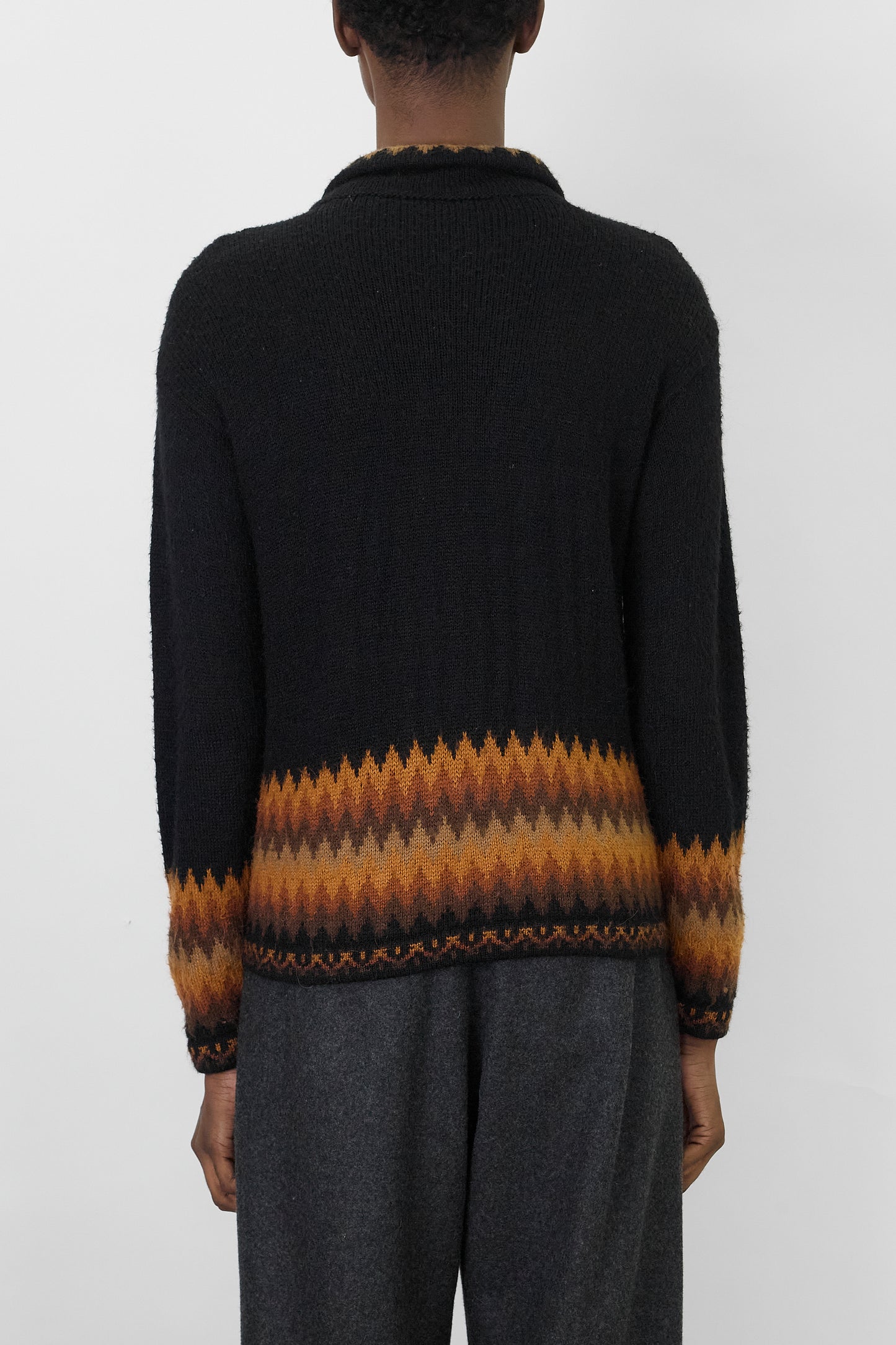 VINTAGE DESIGNED BLACK MOHAIR ZIP UP KNIT MADE IN ITALY