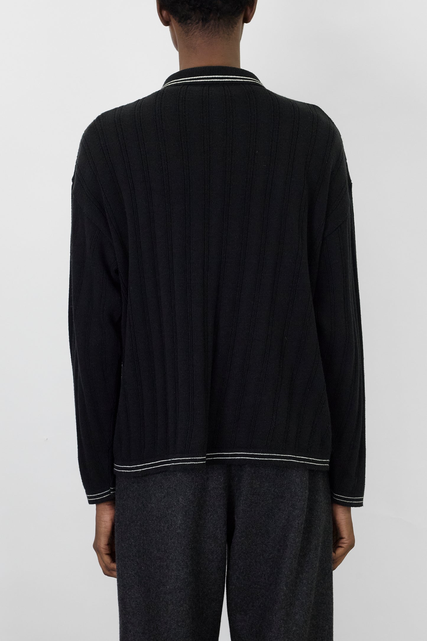 VINTAGE BLACK KNIT POLO SHIRT MADE IN ITALY