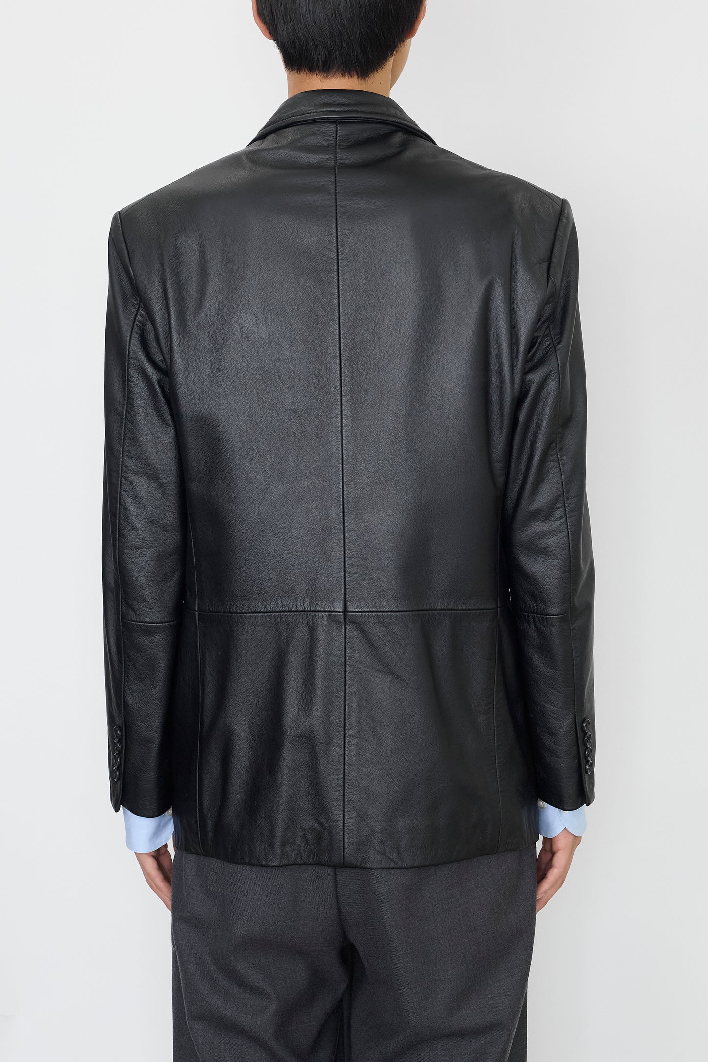 COMME CA BLACK LEATHER TAILORED JACKET
