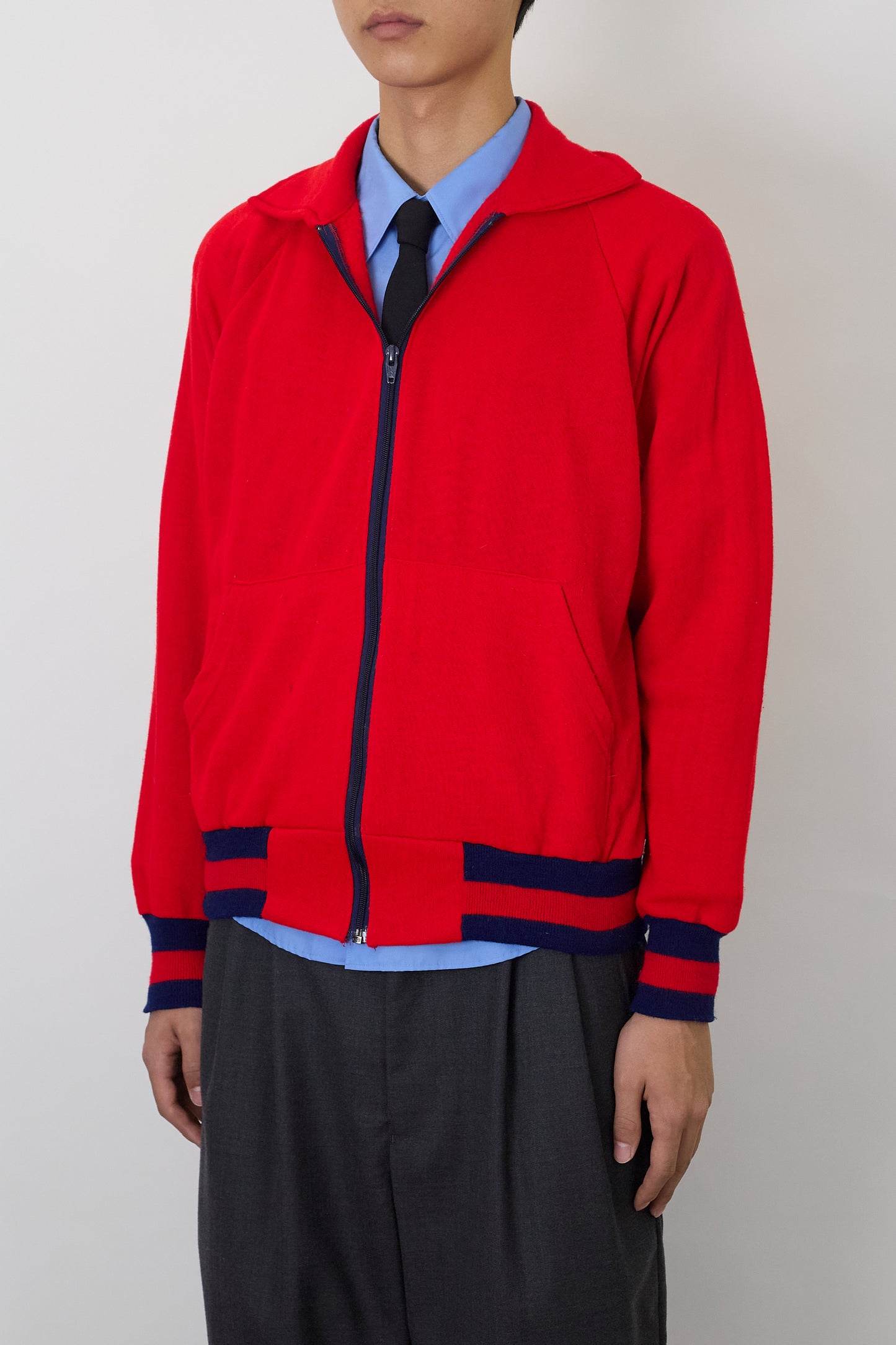 VINTAGE RED ZIP UP KNIT MADE IN USA