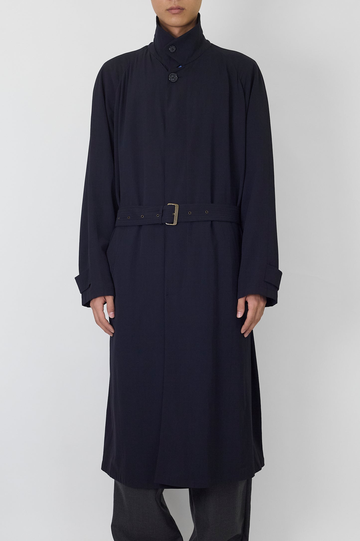 EMPORIO ARMANI NAVY WOOL LONG COAT MADE IN ITALY