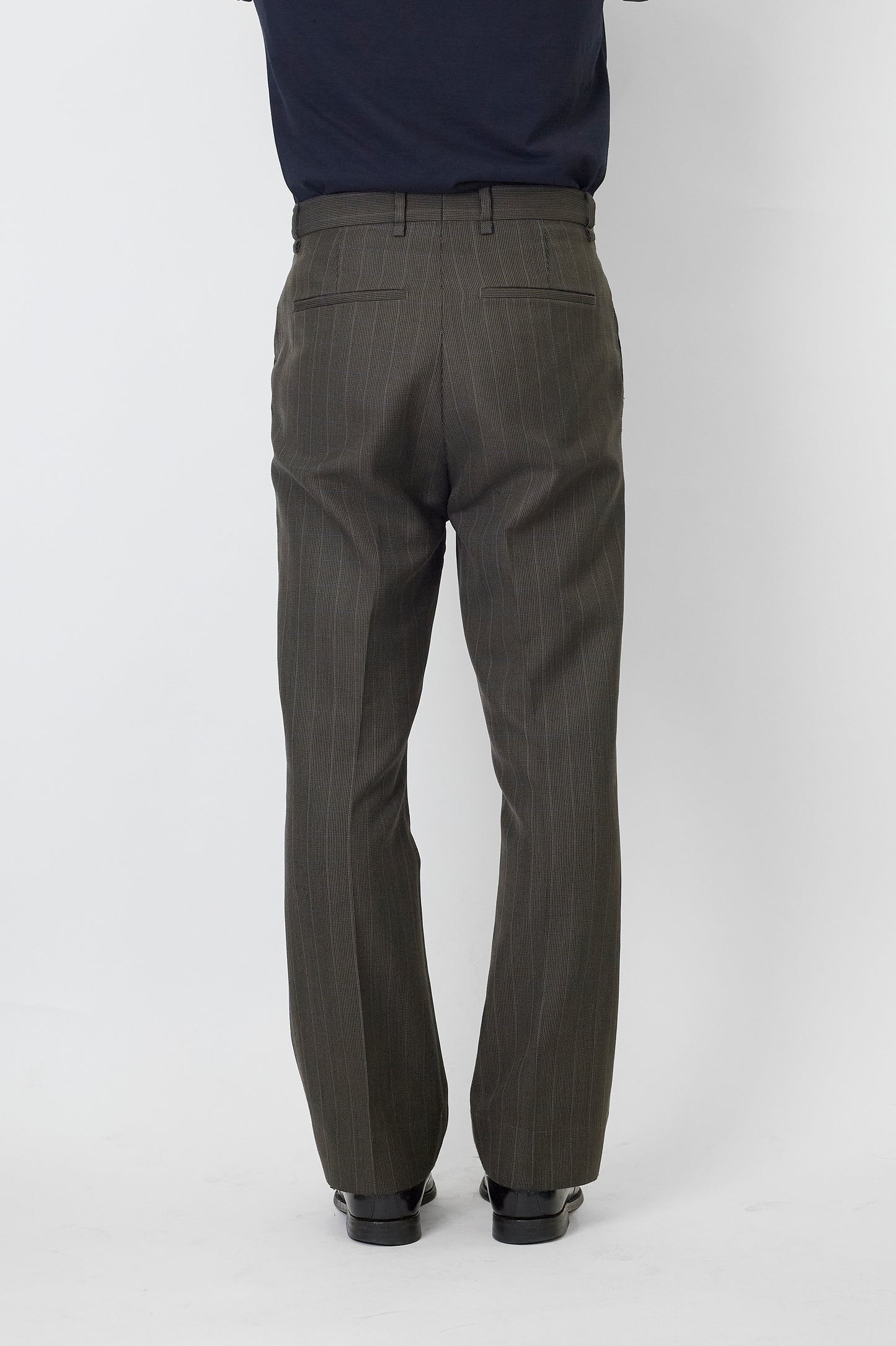 ACNE STUDIOS BROWN KHAKI WOOL FLARE PANTS MADE IN ROMANIA