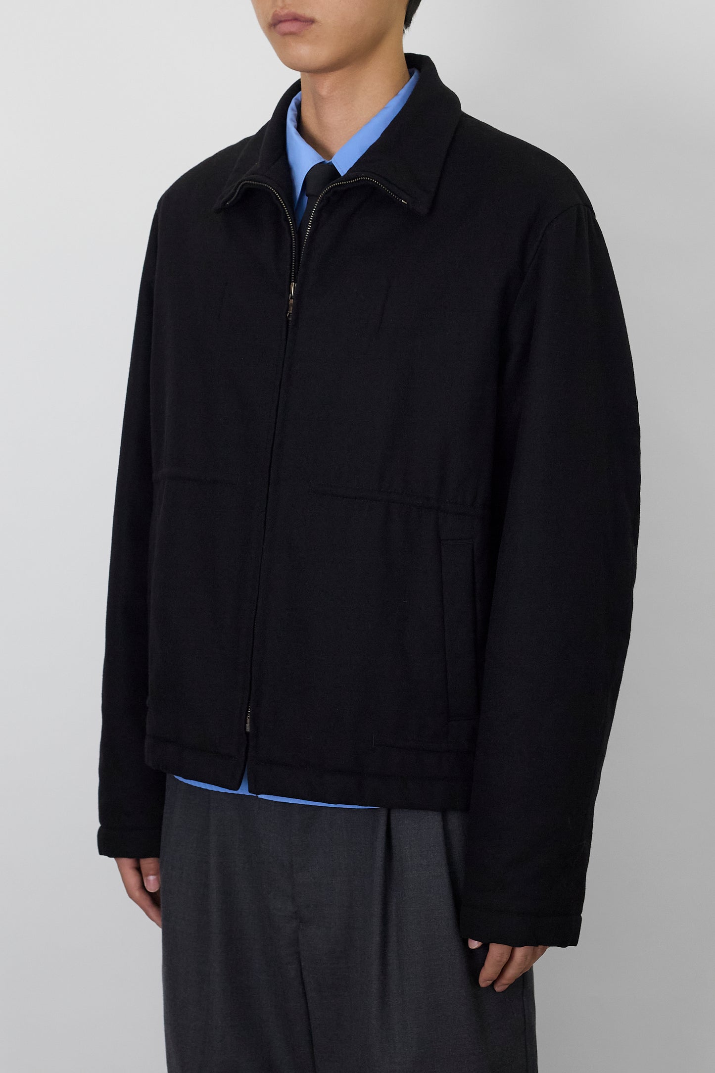 JIL SANDER BY RAF SIMONS BLACK WOOL PADDED SHORT JACKET