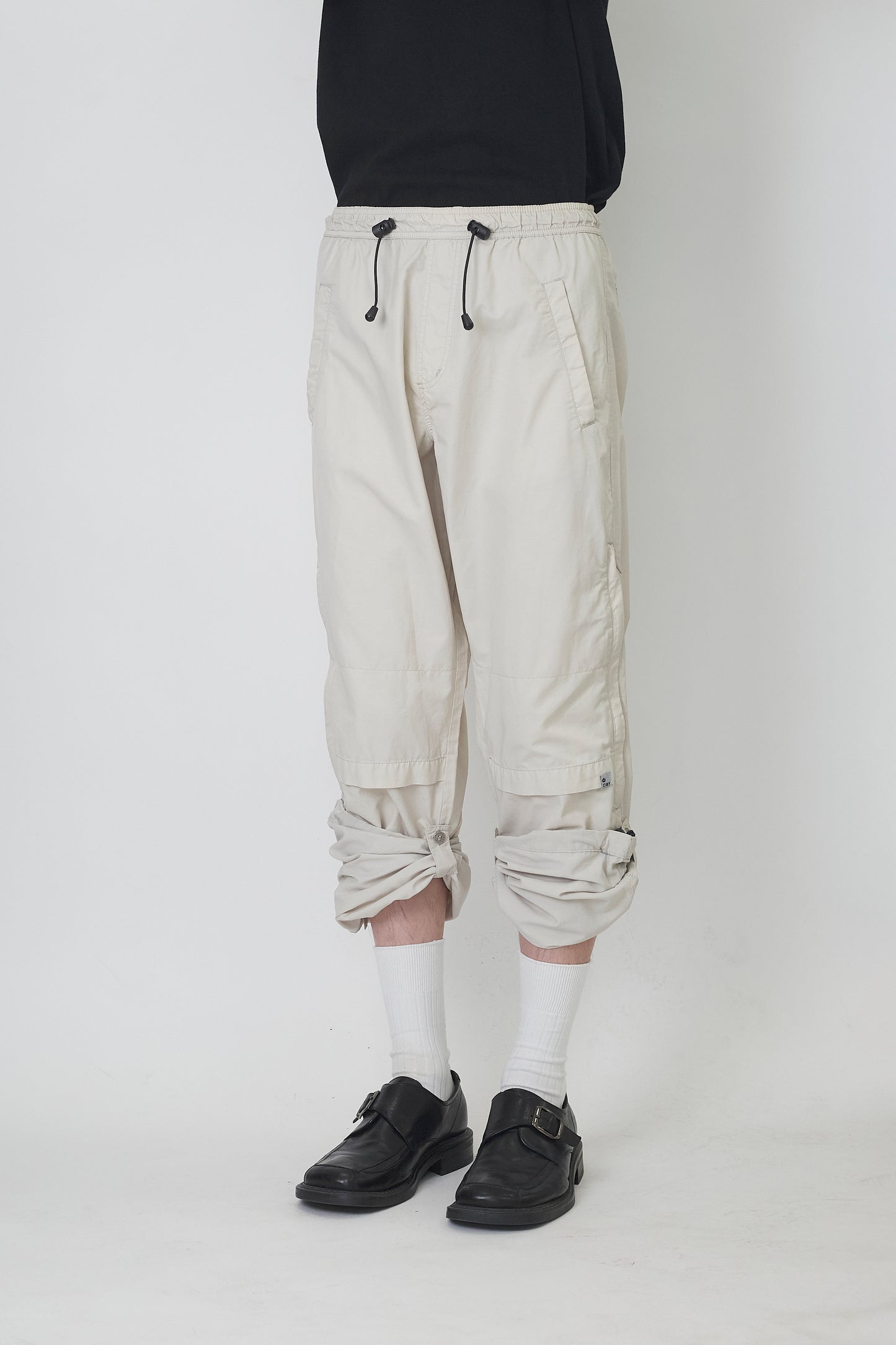 VINTAGE DESIGNED BEIGE TECH WIDE PANTS