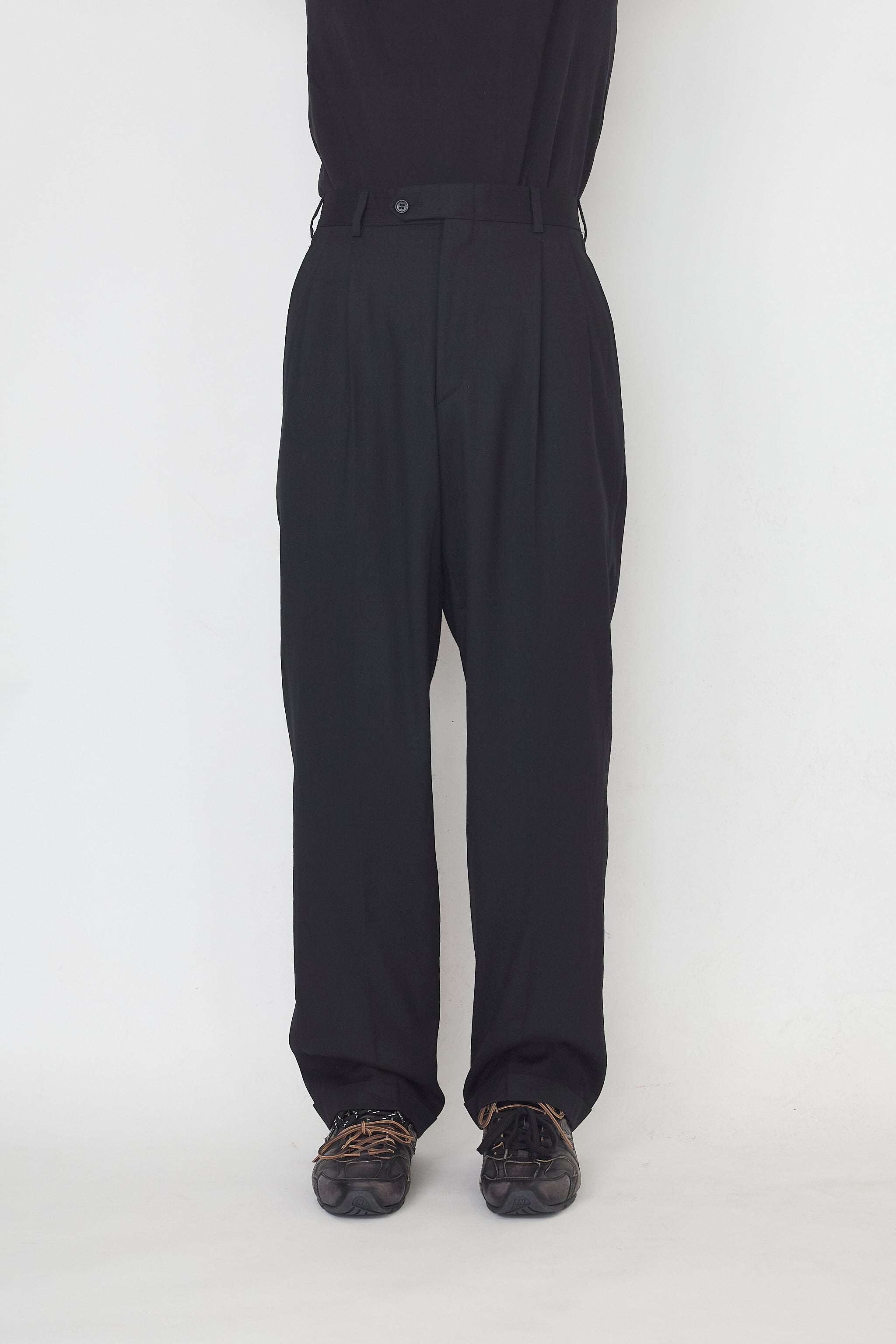 dissonance購入 wool wide slacks グレー New Fine Worsted Wool Trousers by DUGDALE | Trousers