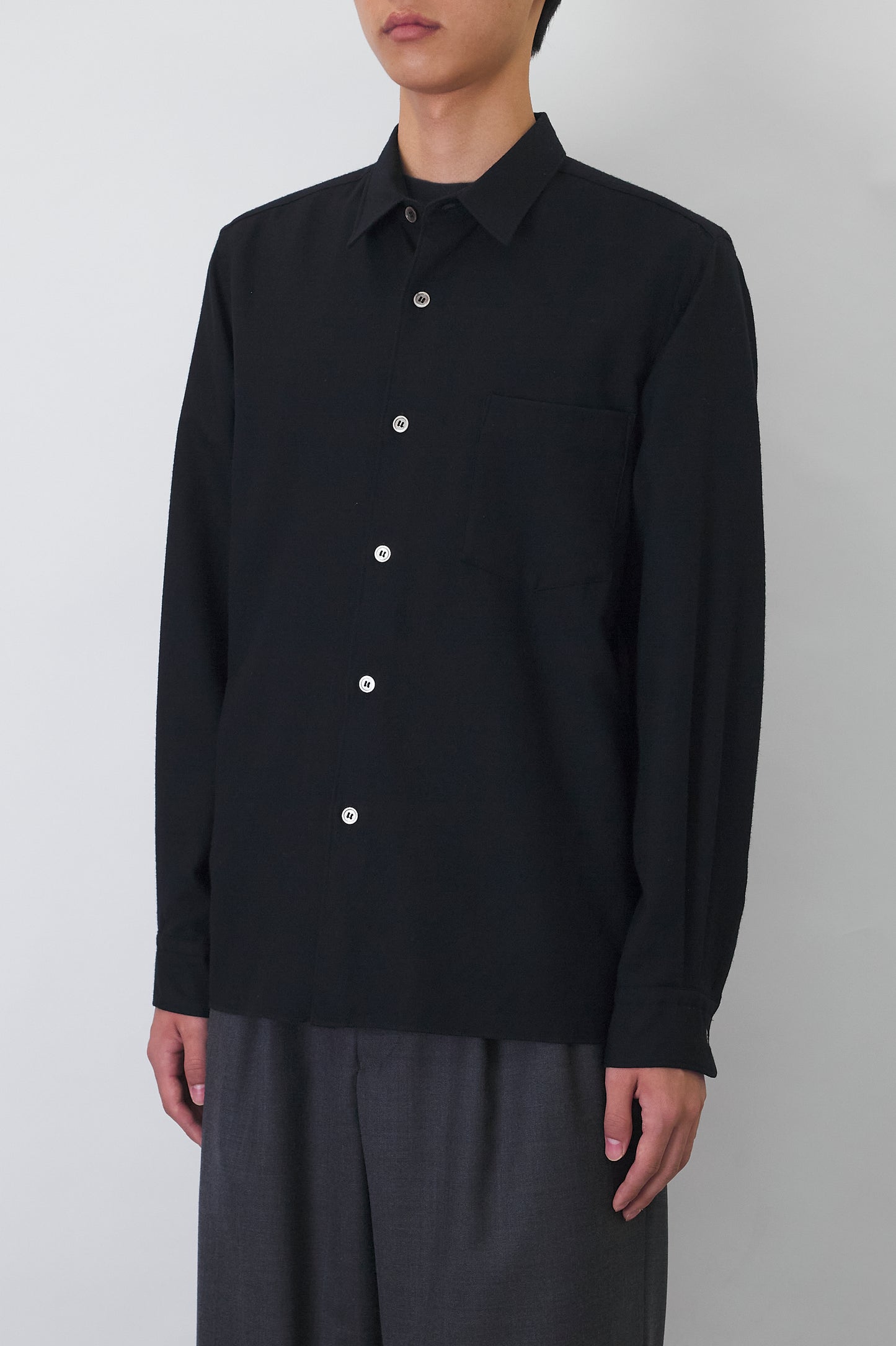 COMME DES GARCONS HOMME BLACK WOOL KNIT SHIRT