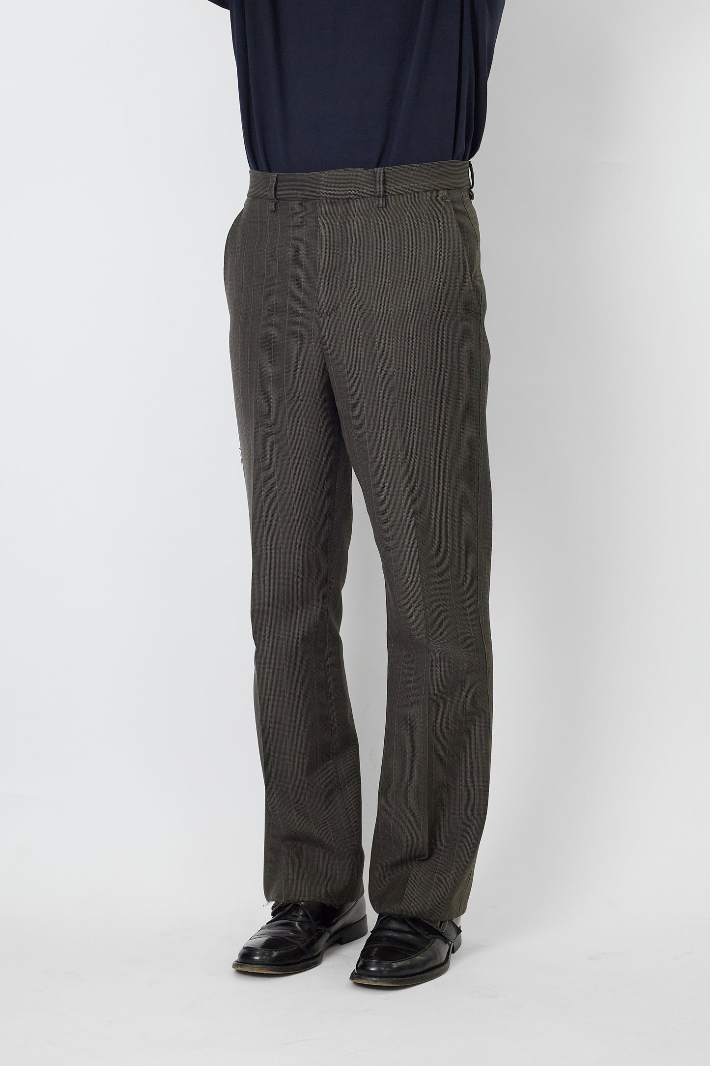 ACNE STUDIOS BROWN KHAKI WOOL FLARE PANTS MADE IN ROMANIA