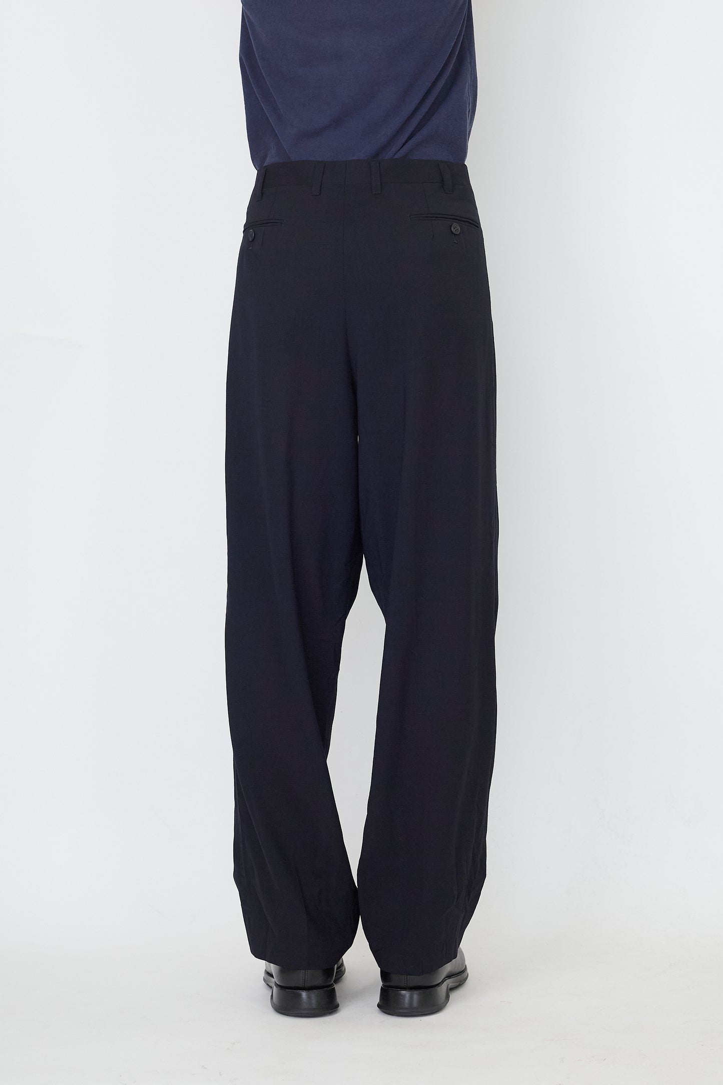 LANVIN NAVY WOOI WIDE PANTS