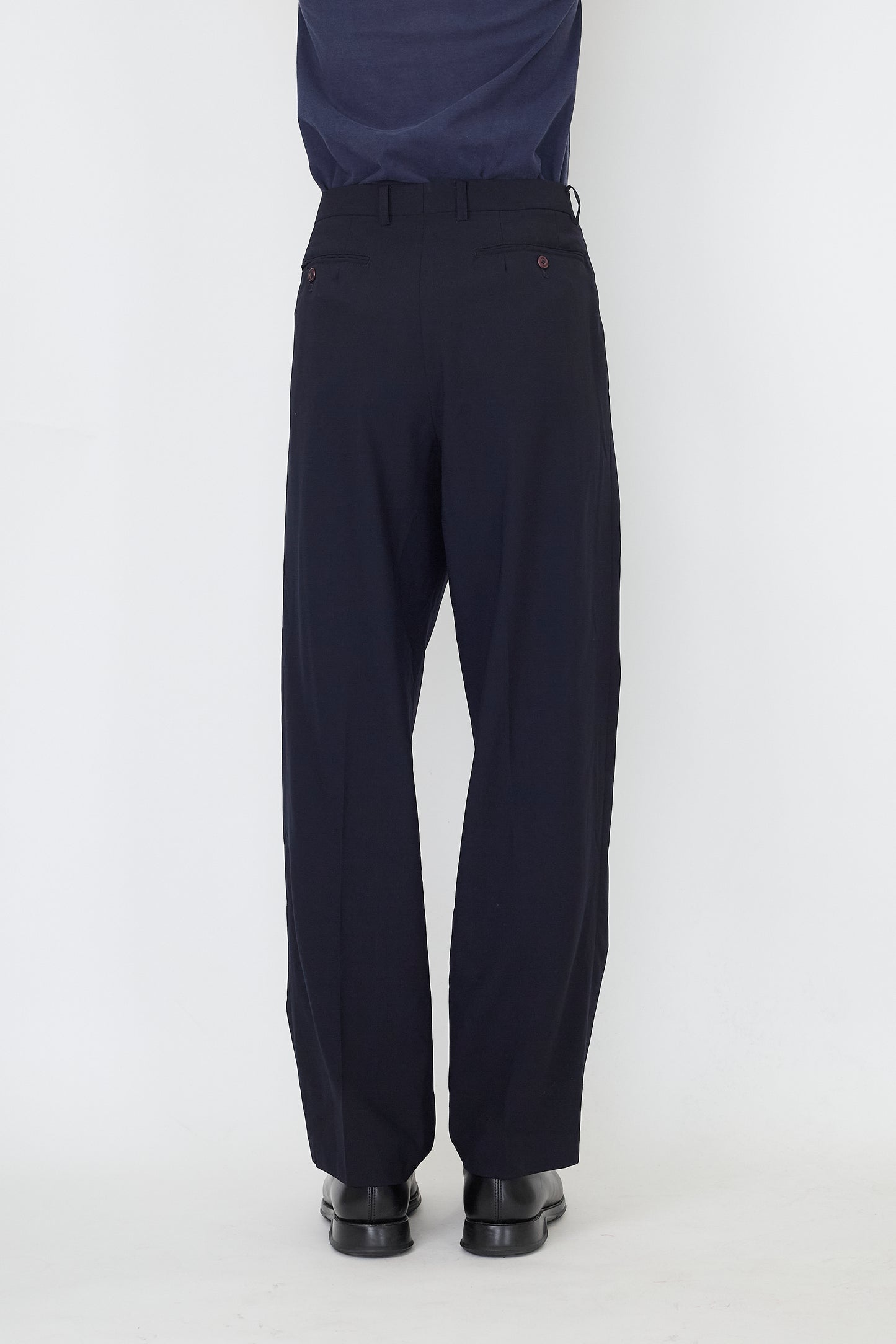 ISSEY MIYAKE MEN NAVY WOOL WIDE PANTS