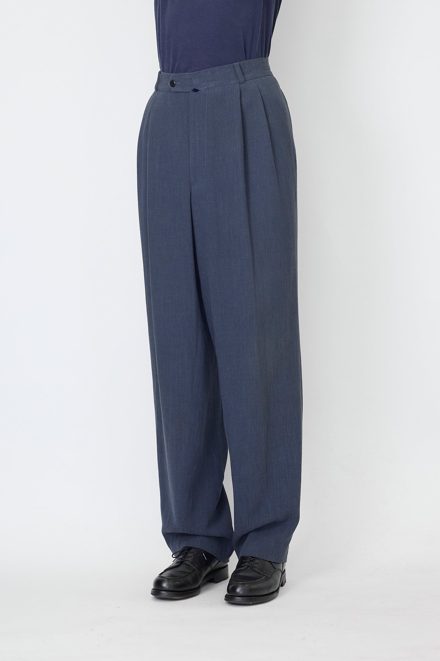 HUGO BOSS NAVY WOOL WIDE PANTS MADE IN ITALY
