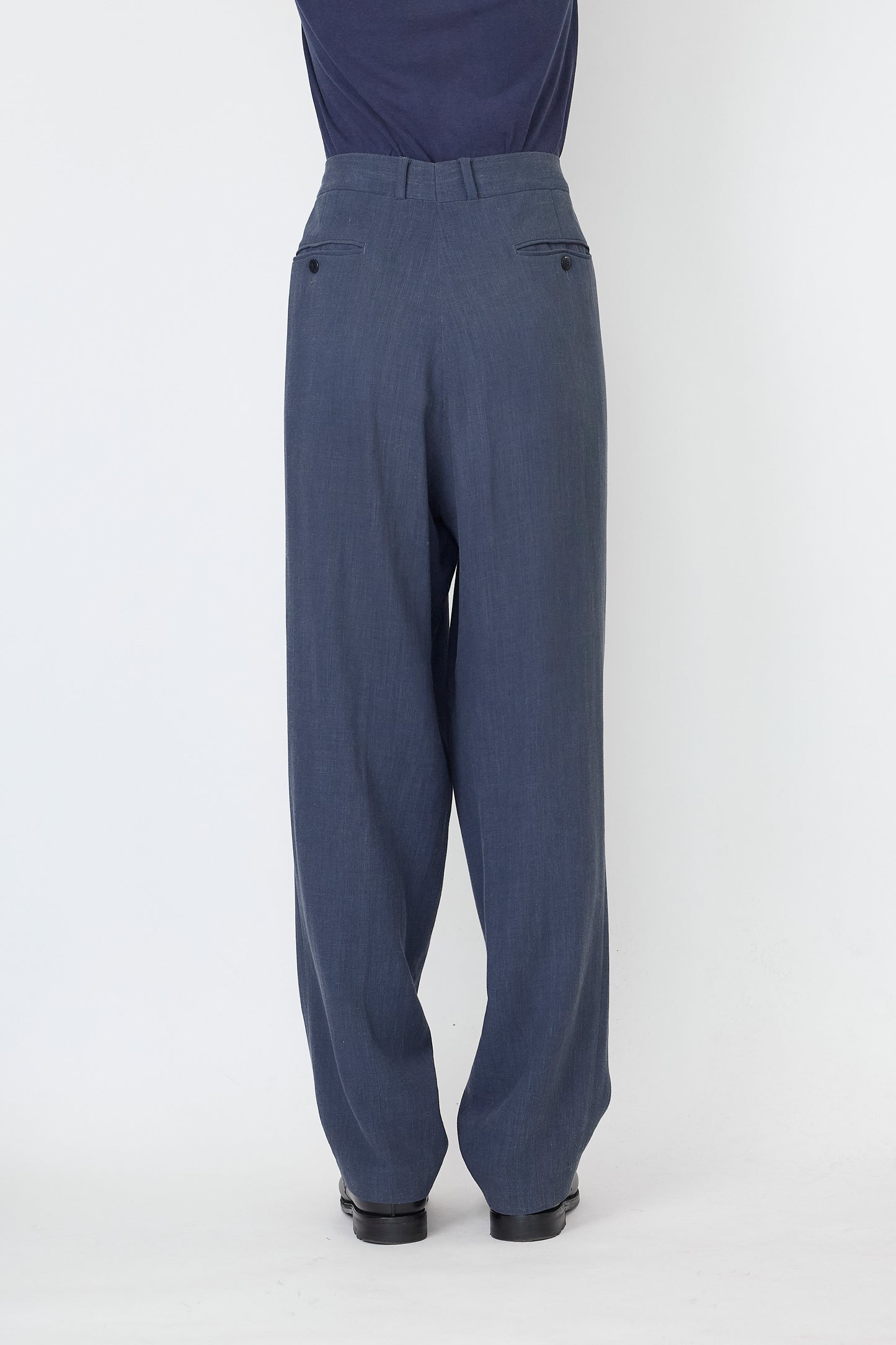 HUGO BOSS NAVY WOOL WIDE PANTS MADE IN ITALY