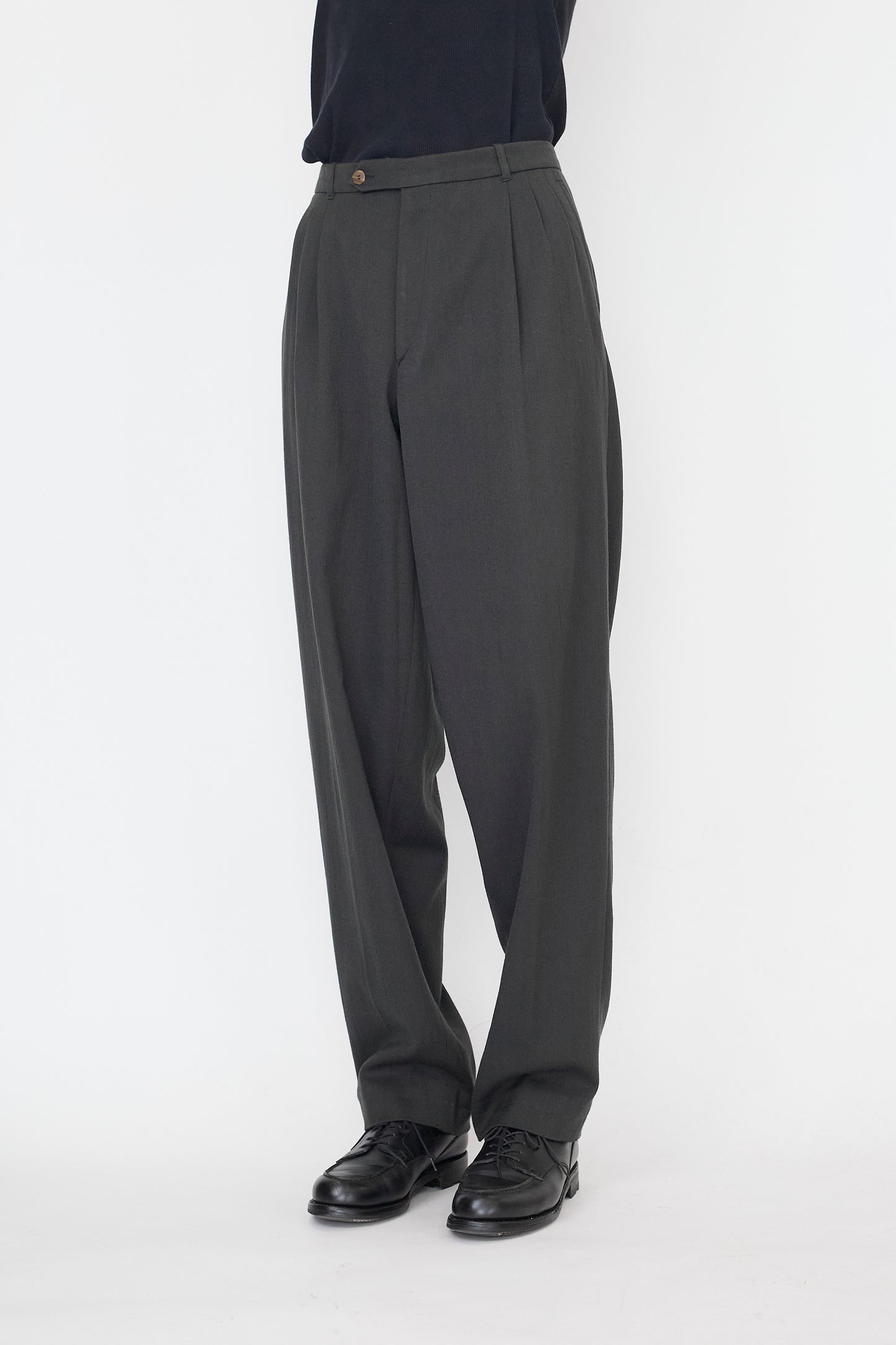 VINTAGE GRAY WOOL WIDE PANTS MADE IN ITALY