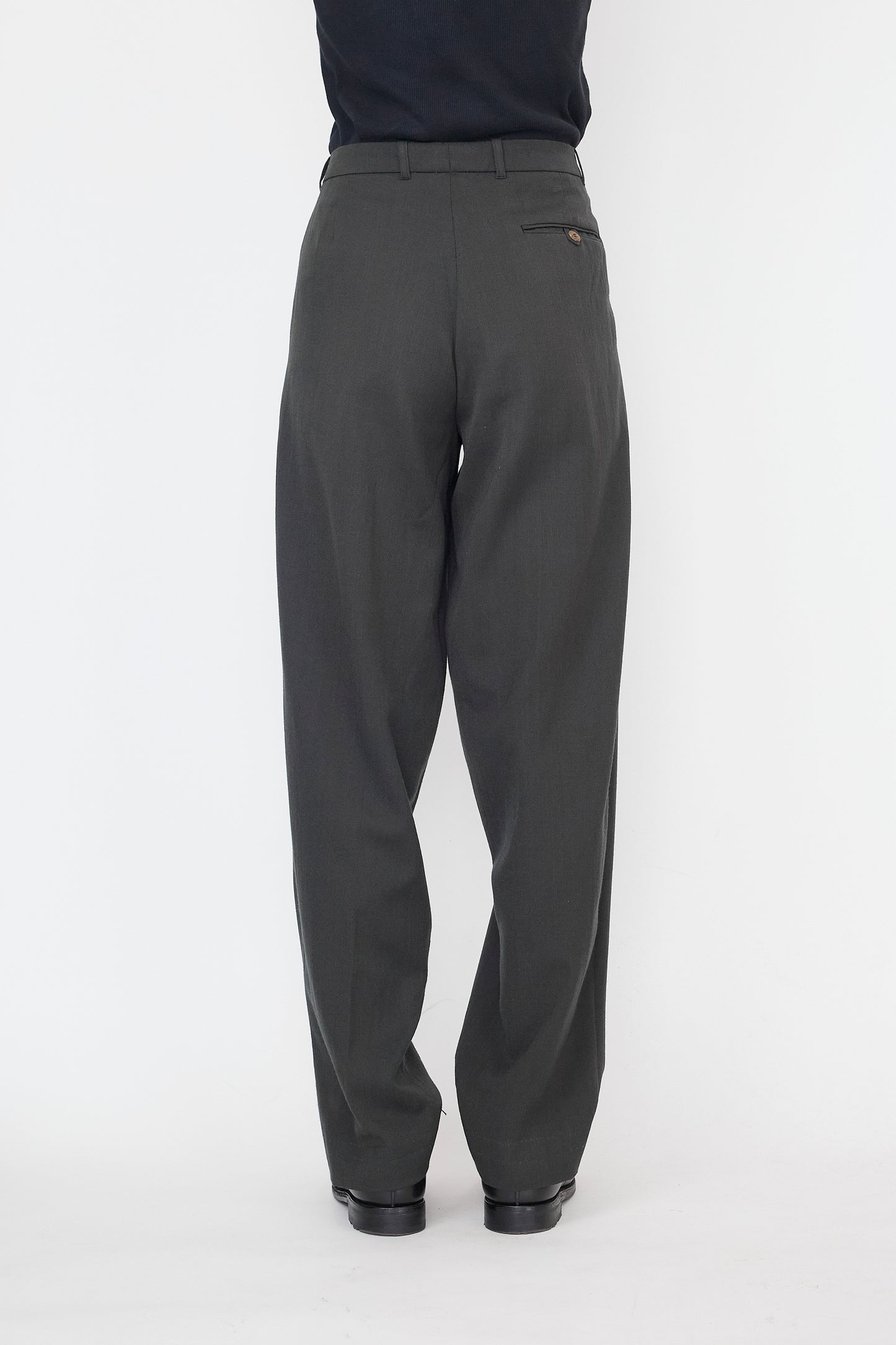 VINTAGE GRAY WOOL WIDE PANTS MADE IN ITALY