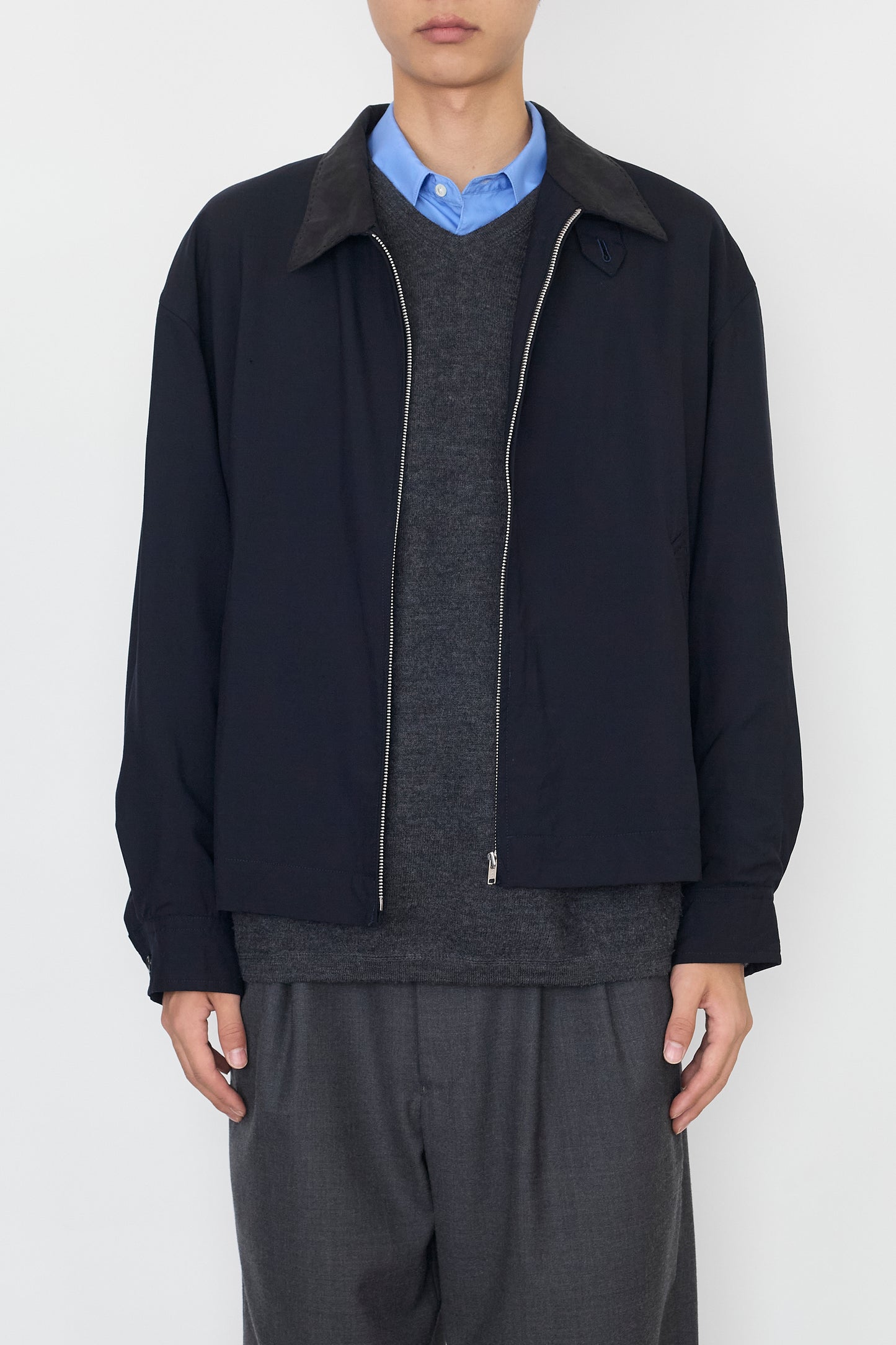 HIROMICHI NAKANO NAVY WOOL SHORT JACKET