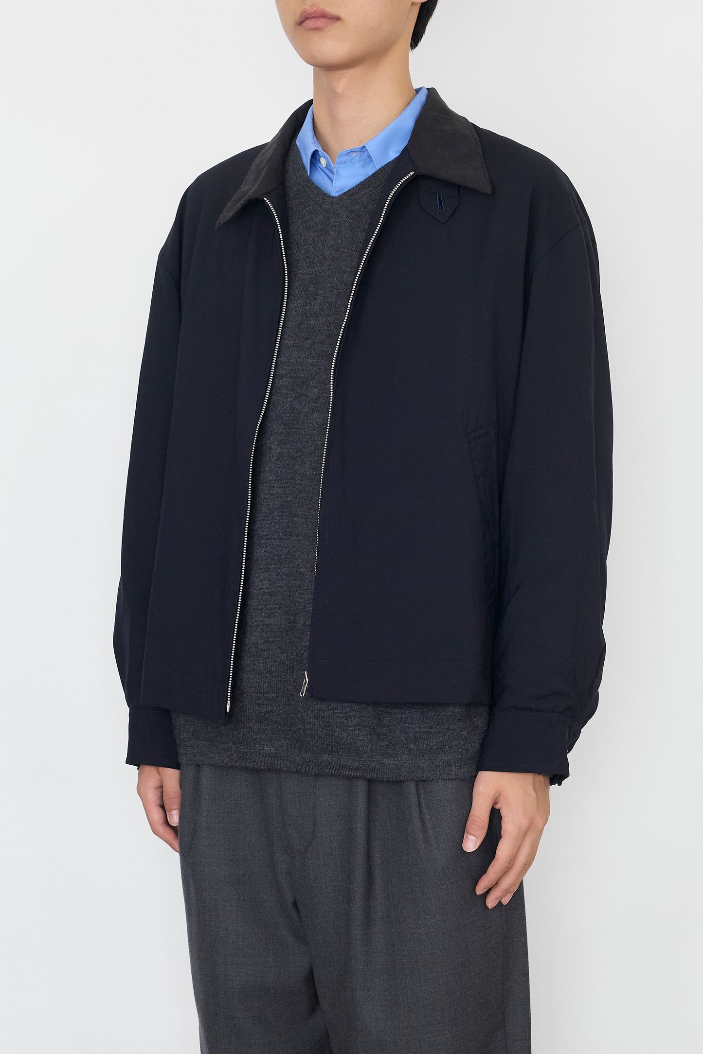 HIROMICHI NAKANO NAVY WOOL SHORT JACKET