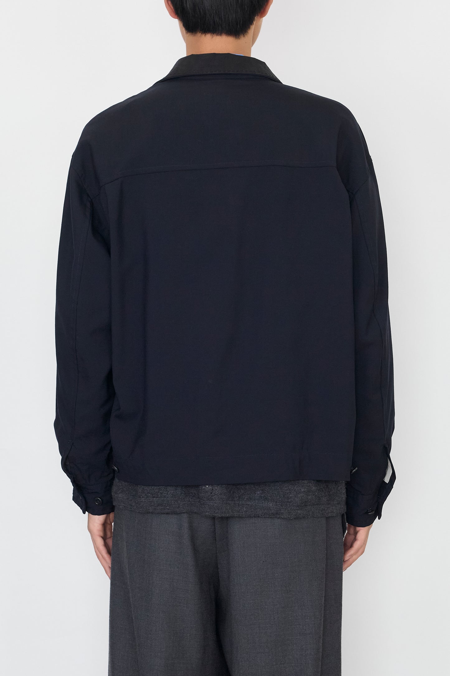HIROMICHI NAKANO NAVY WOOL SHORT JACKET