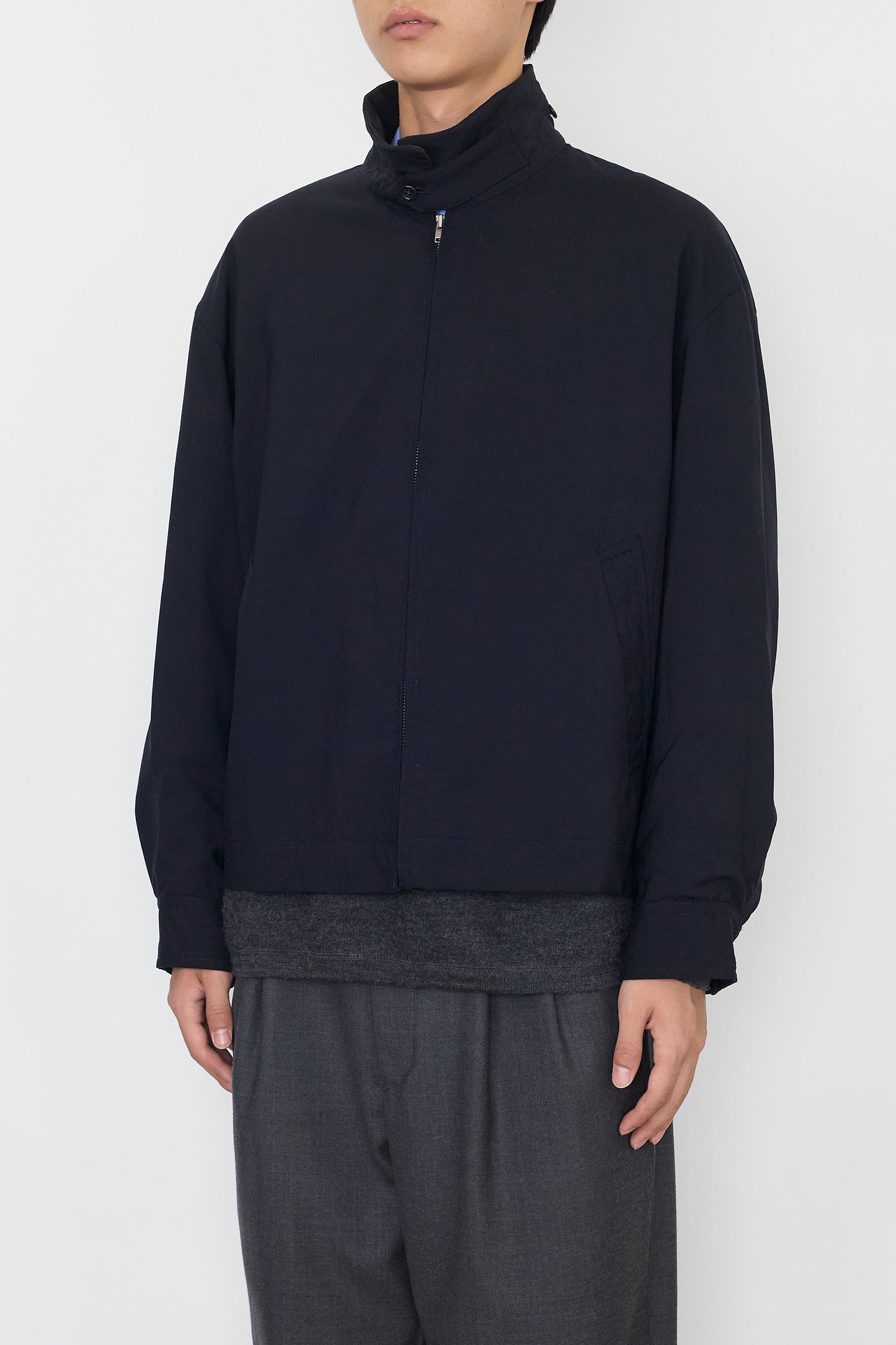 HIROMICHI NAKANO NAVY WOOL SHORT JACKET
