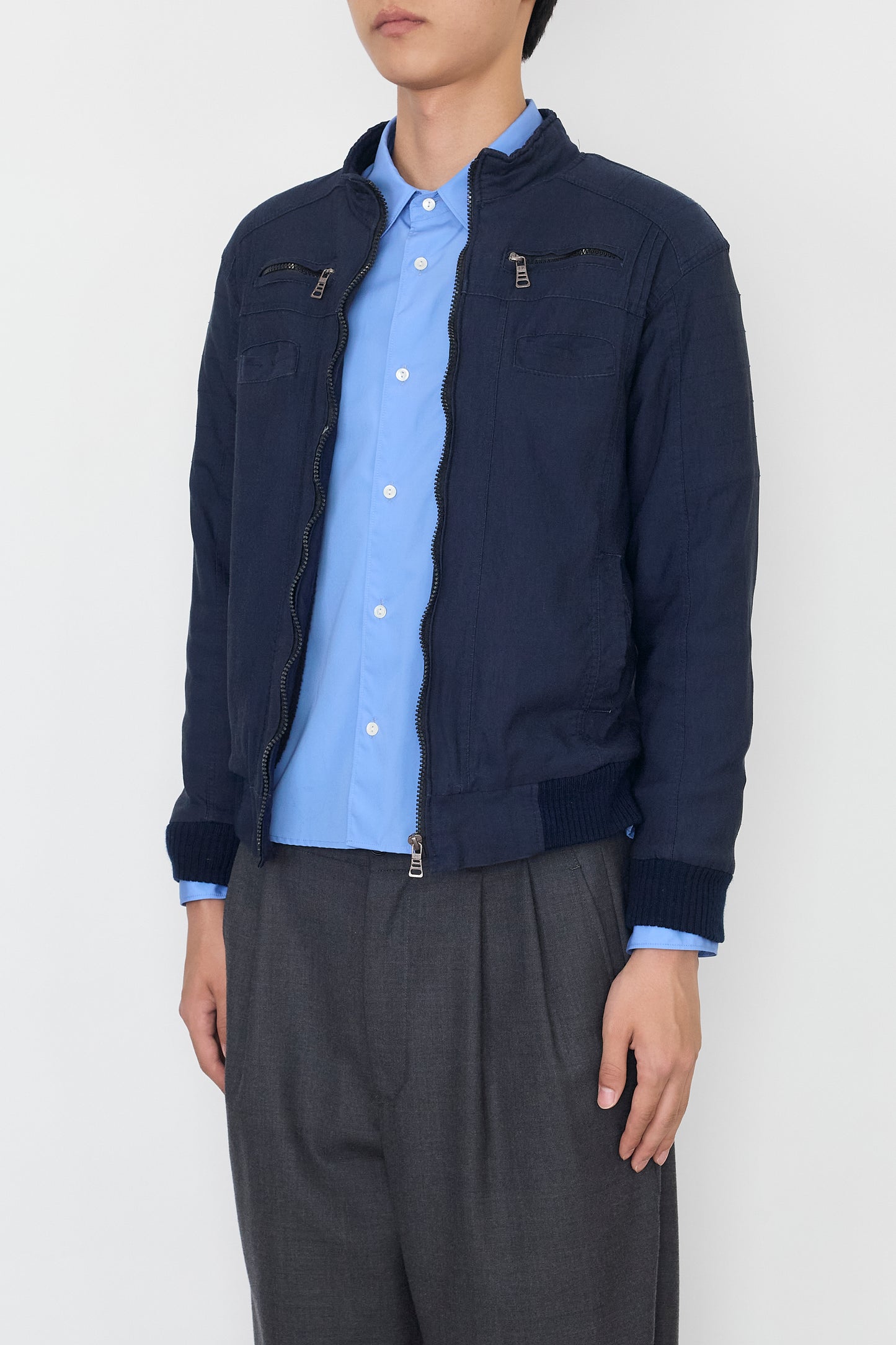 DOLCE&GABBANA PADDED NAVY SHORT JACKET MADE IN ITALY
