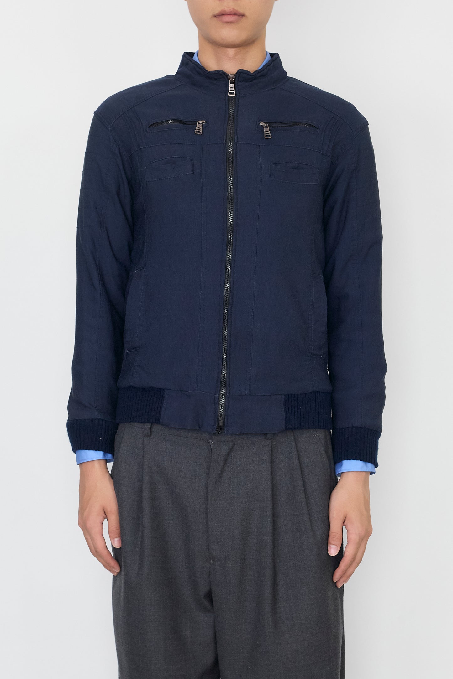 DOLCE&GABBANA PADDED NAVY SHORT JACKET MADE IN ITALY
