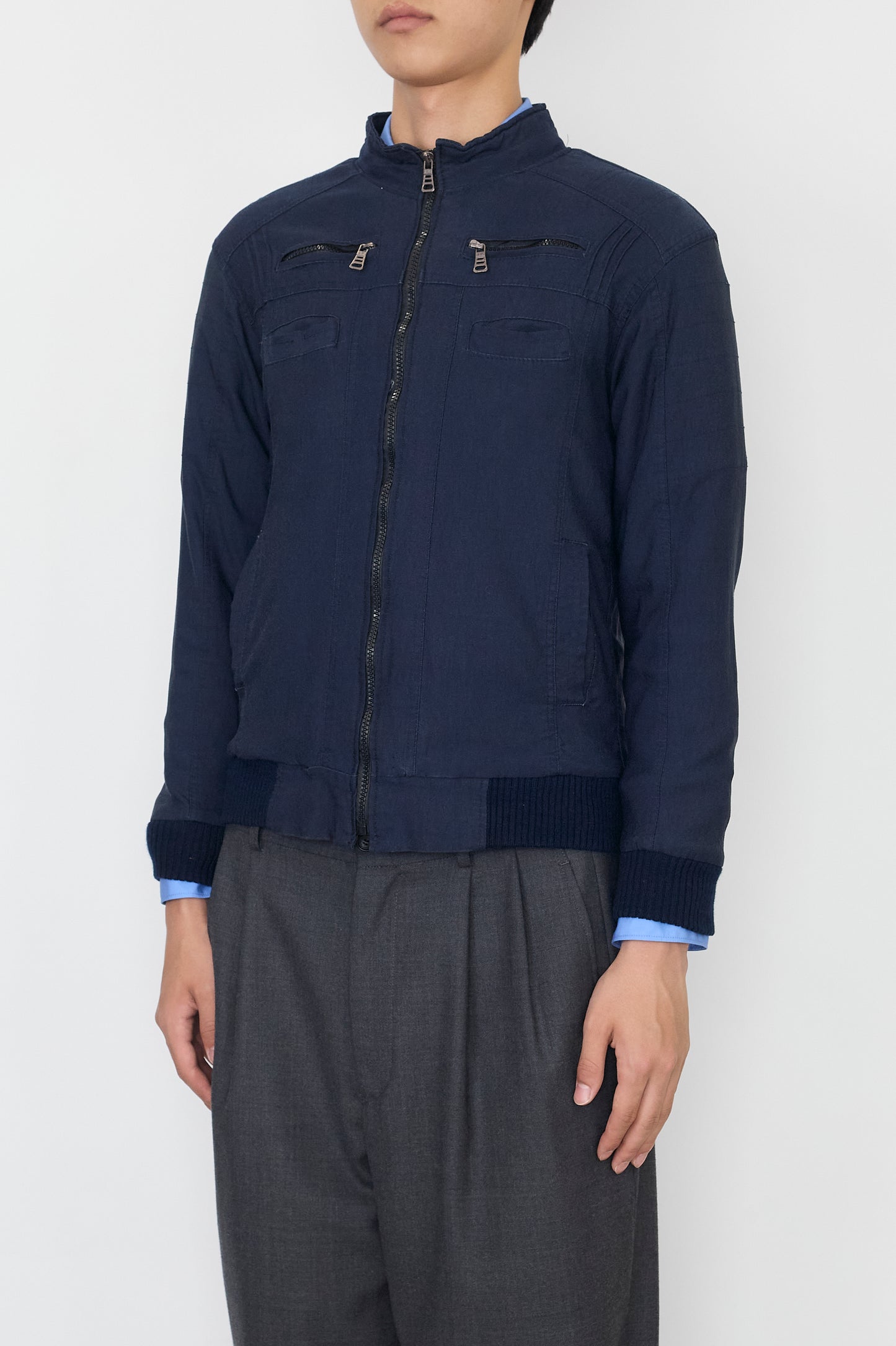 DOLCE&GABBANA PADDED NAVY SHORT JACKET MADE IN ITALY