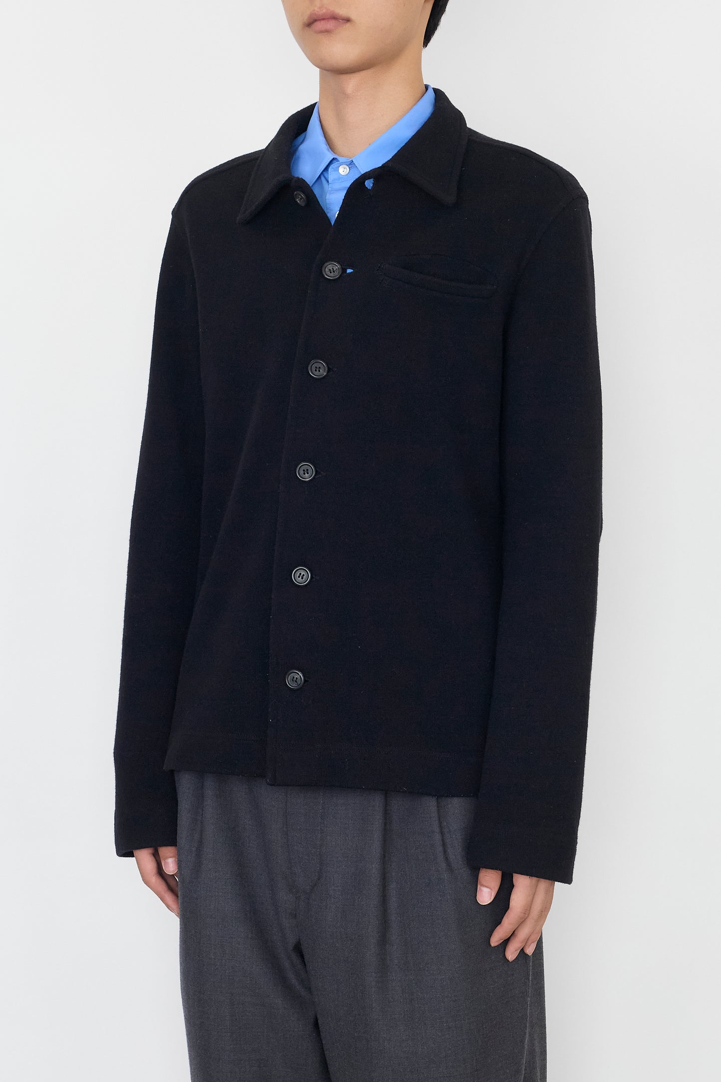 DRIES VAN NOTEN BLACK WOOL KNIT SHIRT