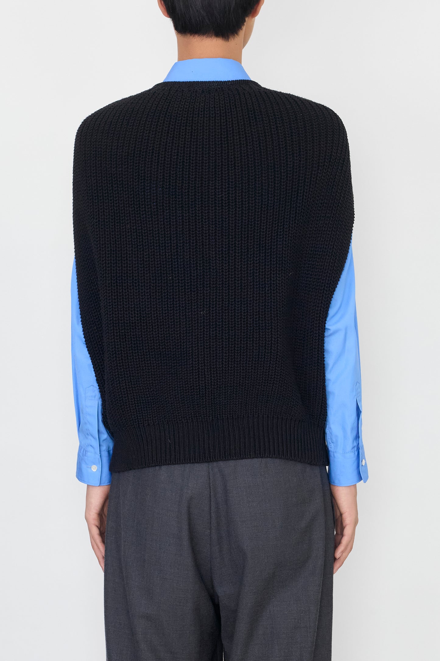 VINTAGE DESIGNED BLACK COTTON KNIT VEST