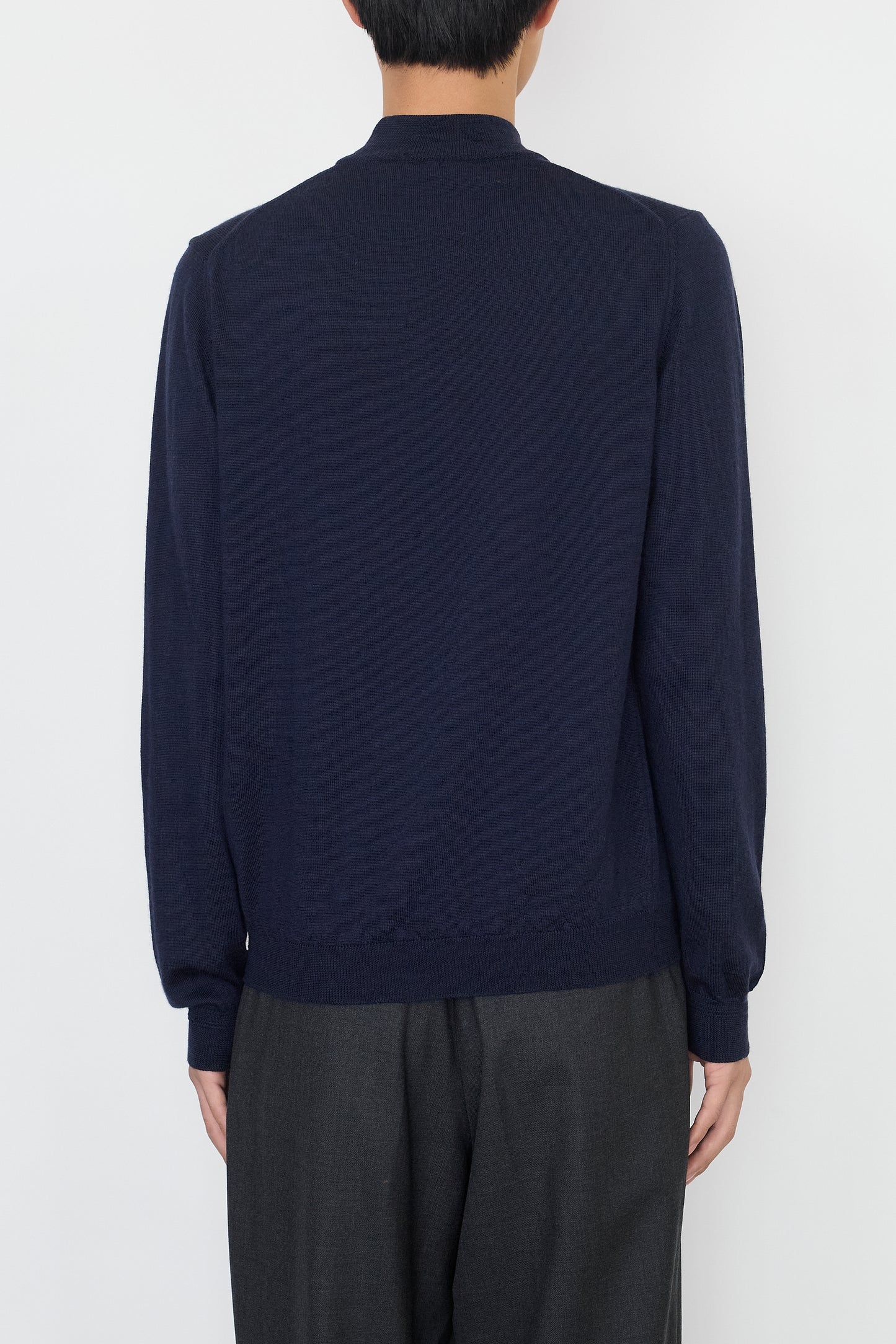 VINTAGE NAVY WOOL MOCK NECK KNIT MADE IN ITALY