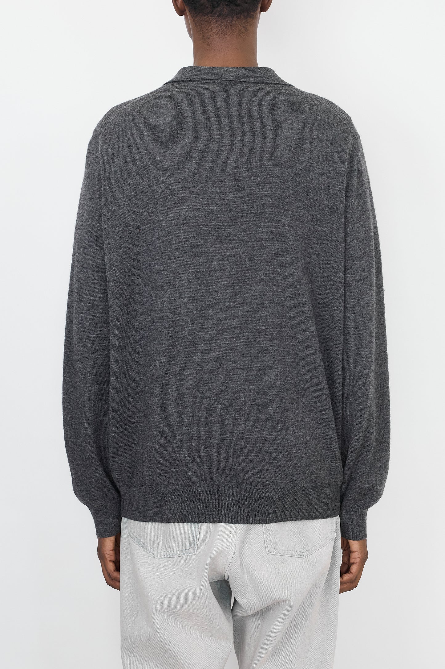 VINTAGE GRAY WOOL KNIT POLO SHIRT
