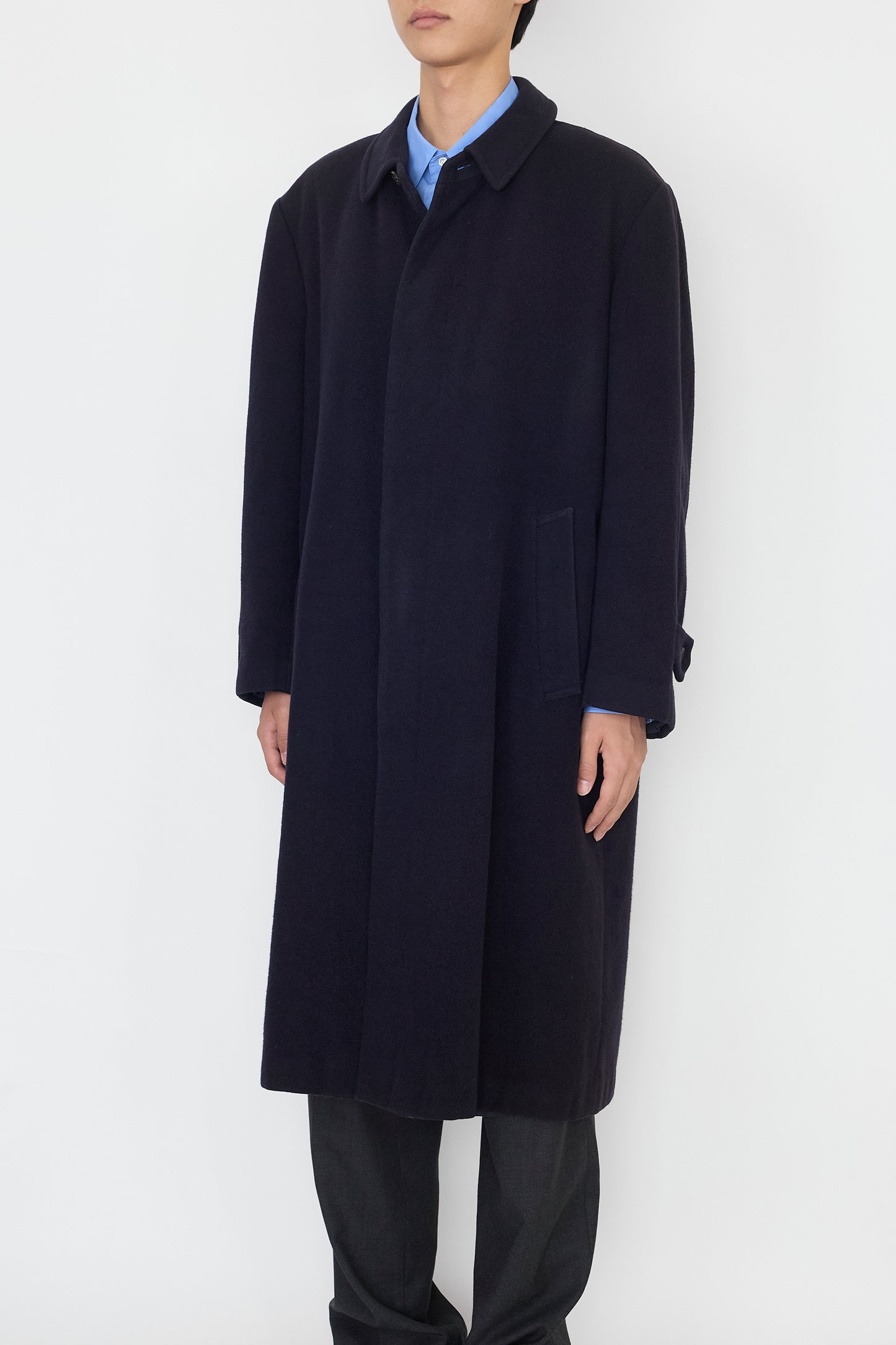 HOMME COMME DES GARCONS NAVY WOOL LONG COAT