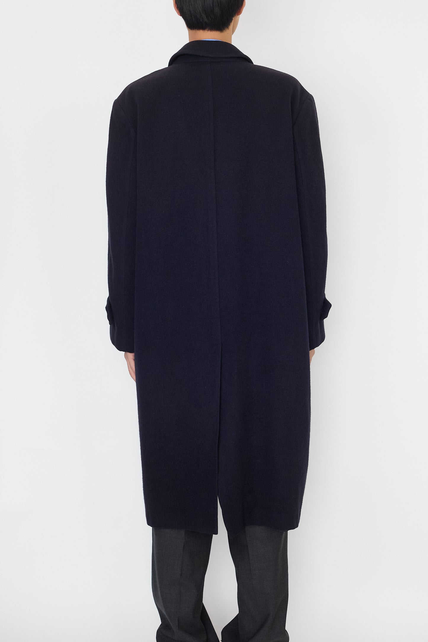 HOMME COMME DES GARCONS NAVY WOOL LONG COAT